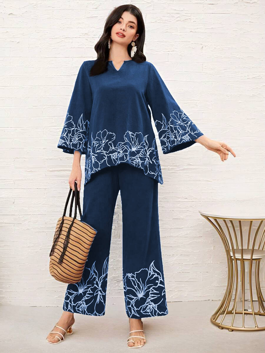     			CITYTALK Women Embroidered Top With Palazzos Co-Ord Set ( Teal )