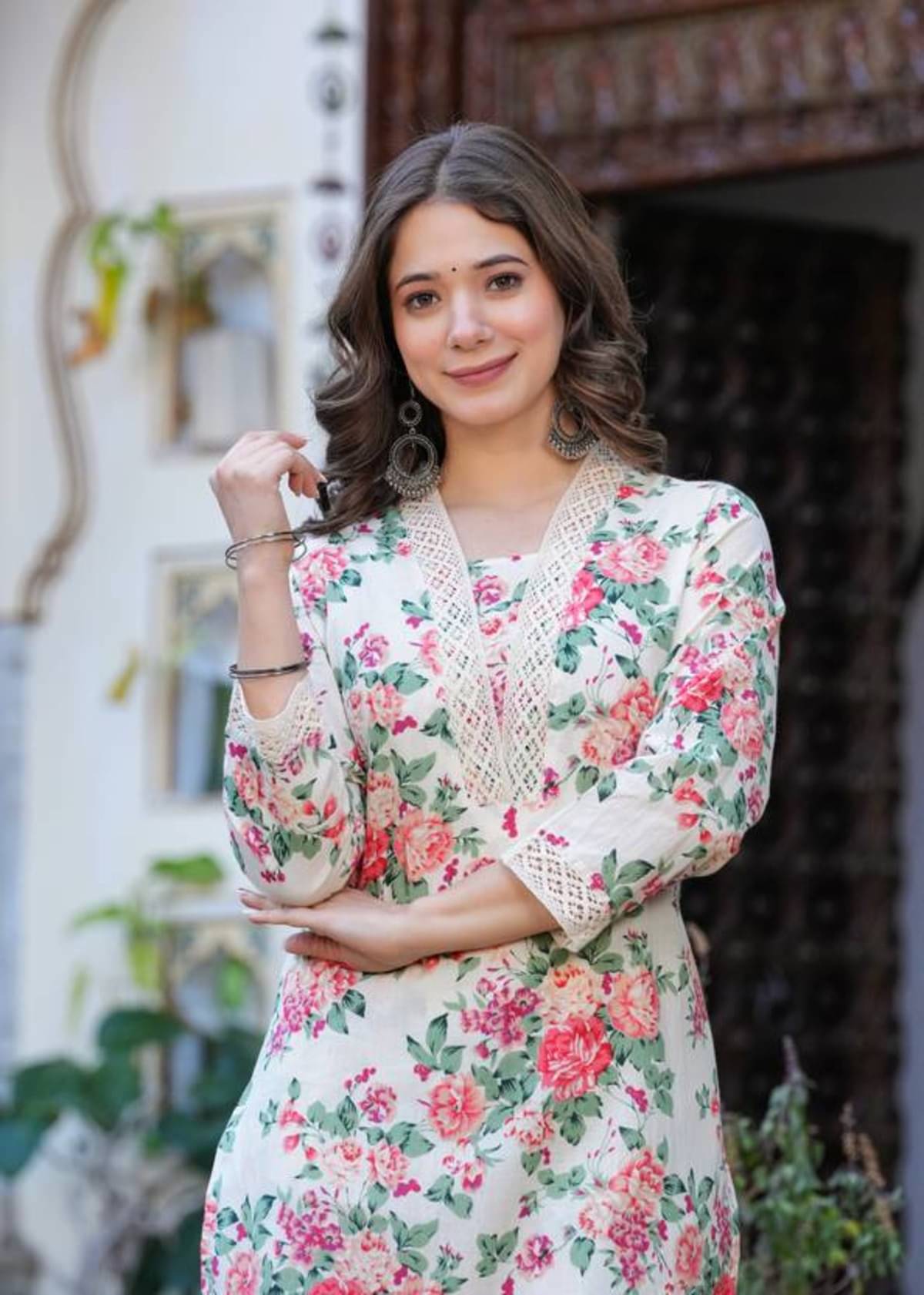     			CITYTALK Women Rayon Printed Straight Kurti With Pants ( Multicolor )