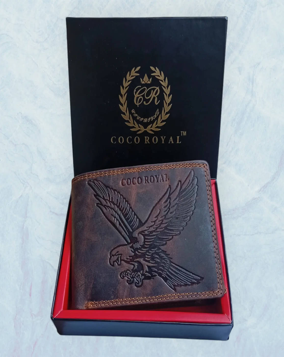     			COCO ROYAL Leather Printed Men's Two Fold Wallet With 10 Slots For Card ( Brown , Pack of 1 )