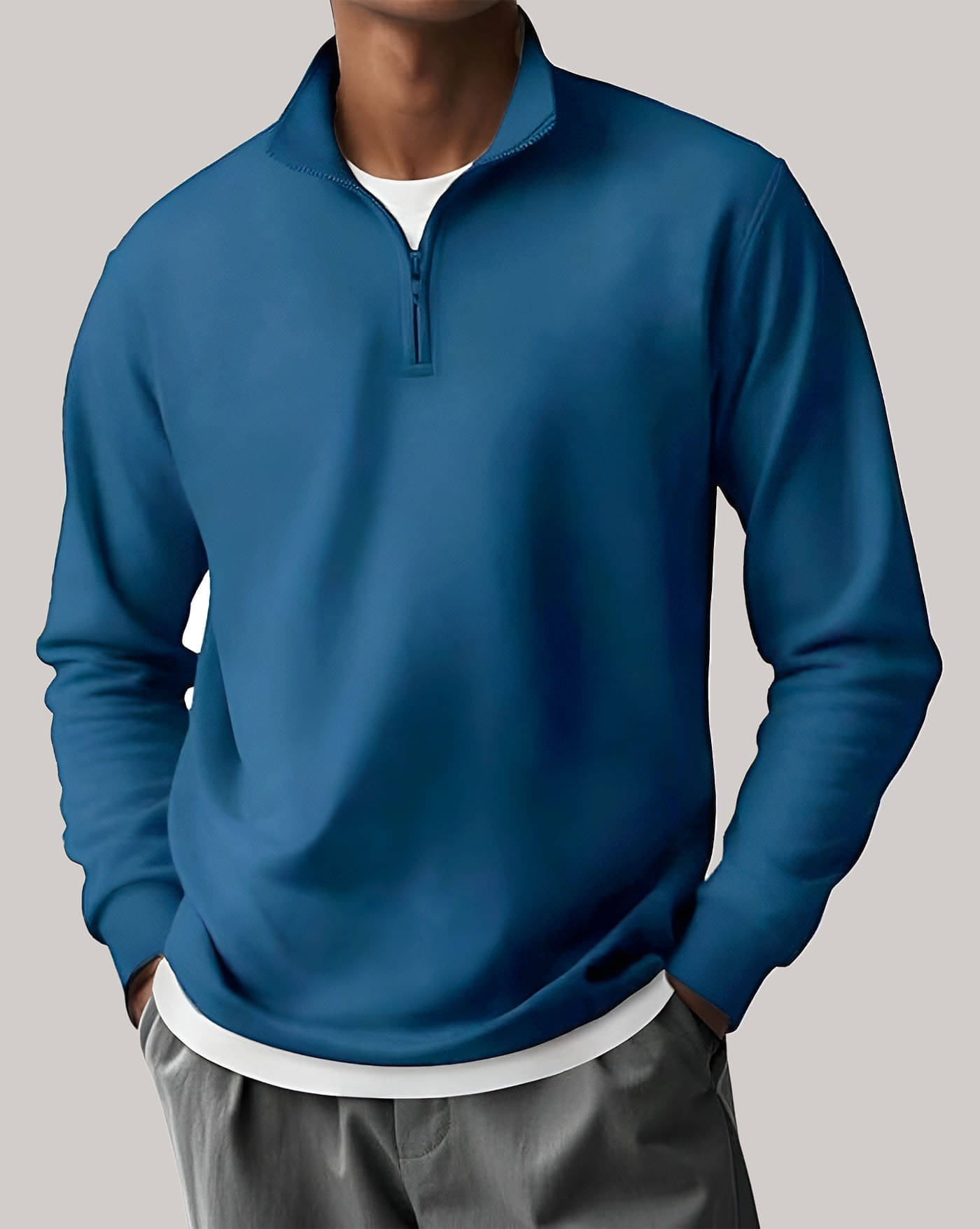     			ENITOR Fleece Mandarin Collar Men's Sweatshirt - Teal Blue ( Pack of 1 )