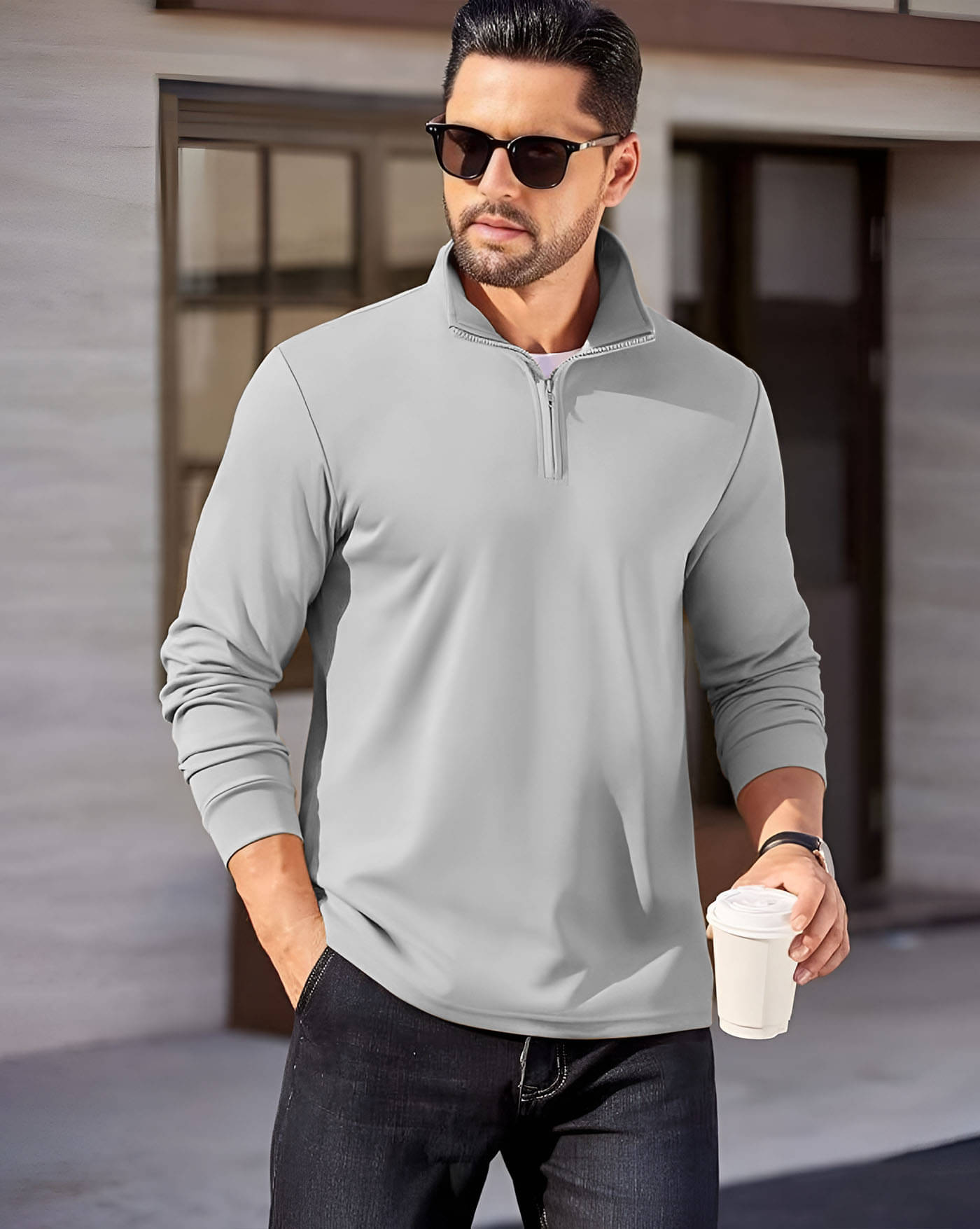 ENITOR Fleece Mandarin Collar Men's Sweatshirt - Grey ( Pack of 1 ) ENITOR Fleece Mandarin Collar Men's Sweatshirt - Grey ( Pack of 1 )