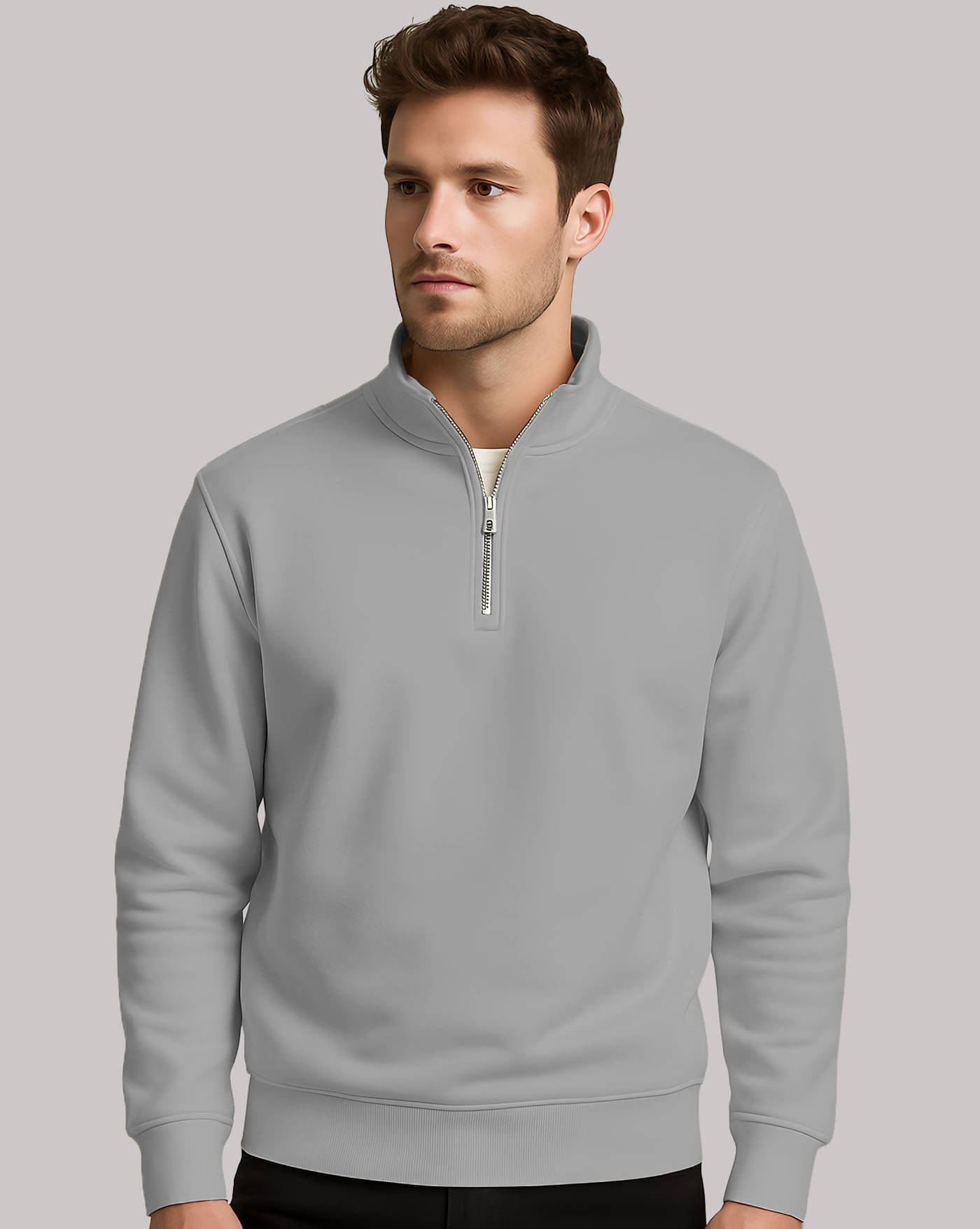 ENITOR Fleece Mandarin Collar Men's Sweatshirt - Grey ( Pack of 1 ) ENITOR Fleece Mandarin Collar Men's Sweatshirt - Grey ( Pack of 1 )