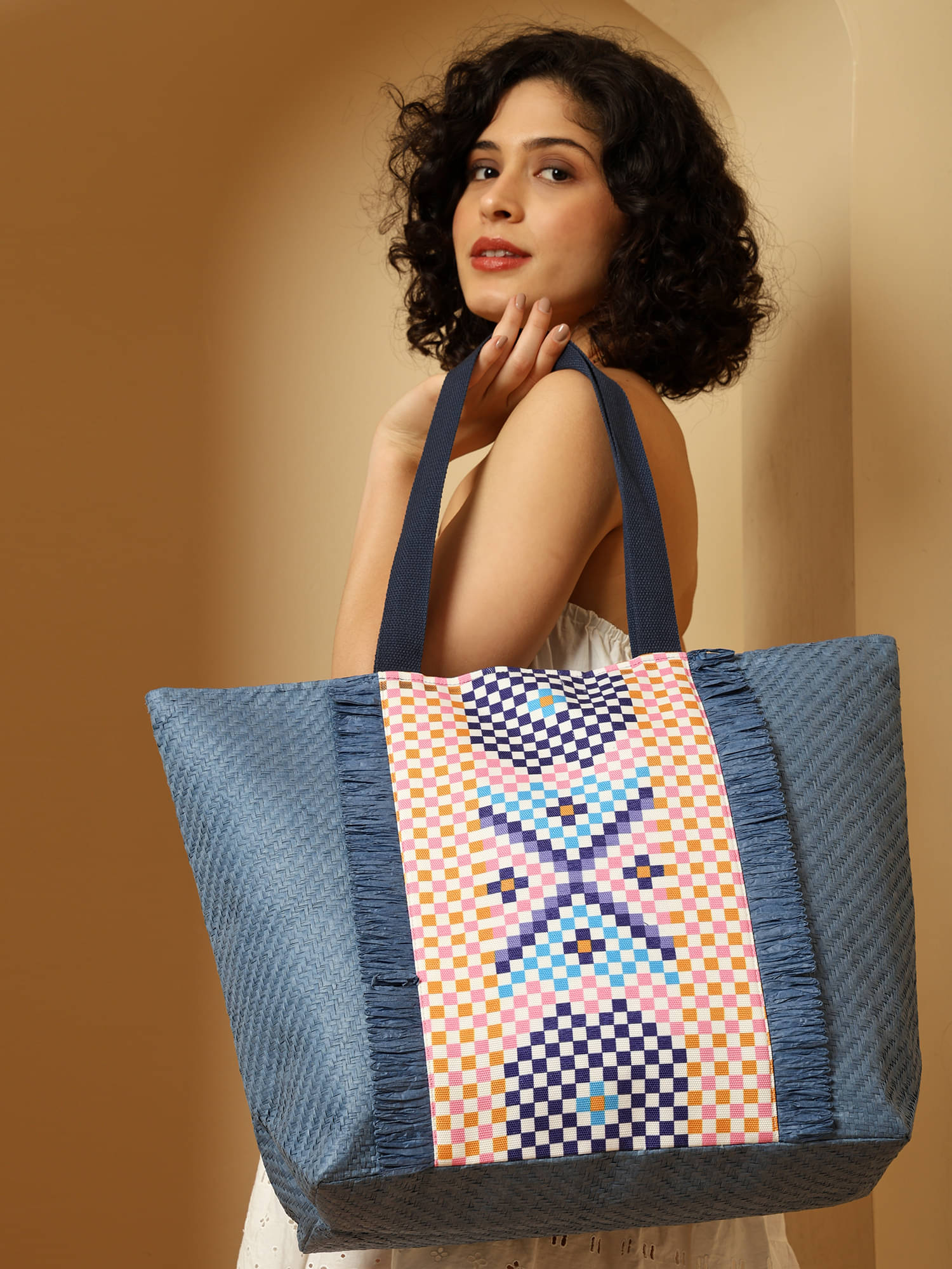     			ENSAC Tote Bag Rexin Set of 1 ( Blue )