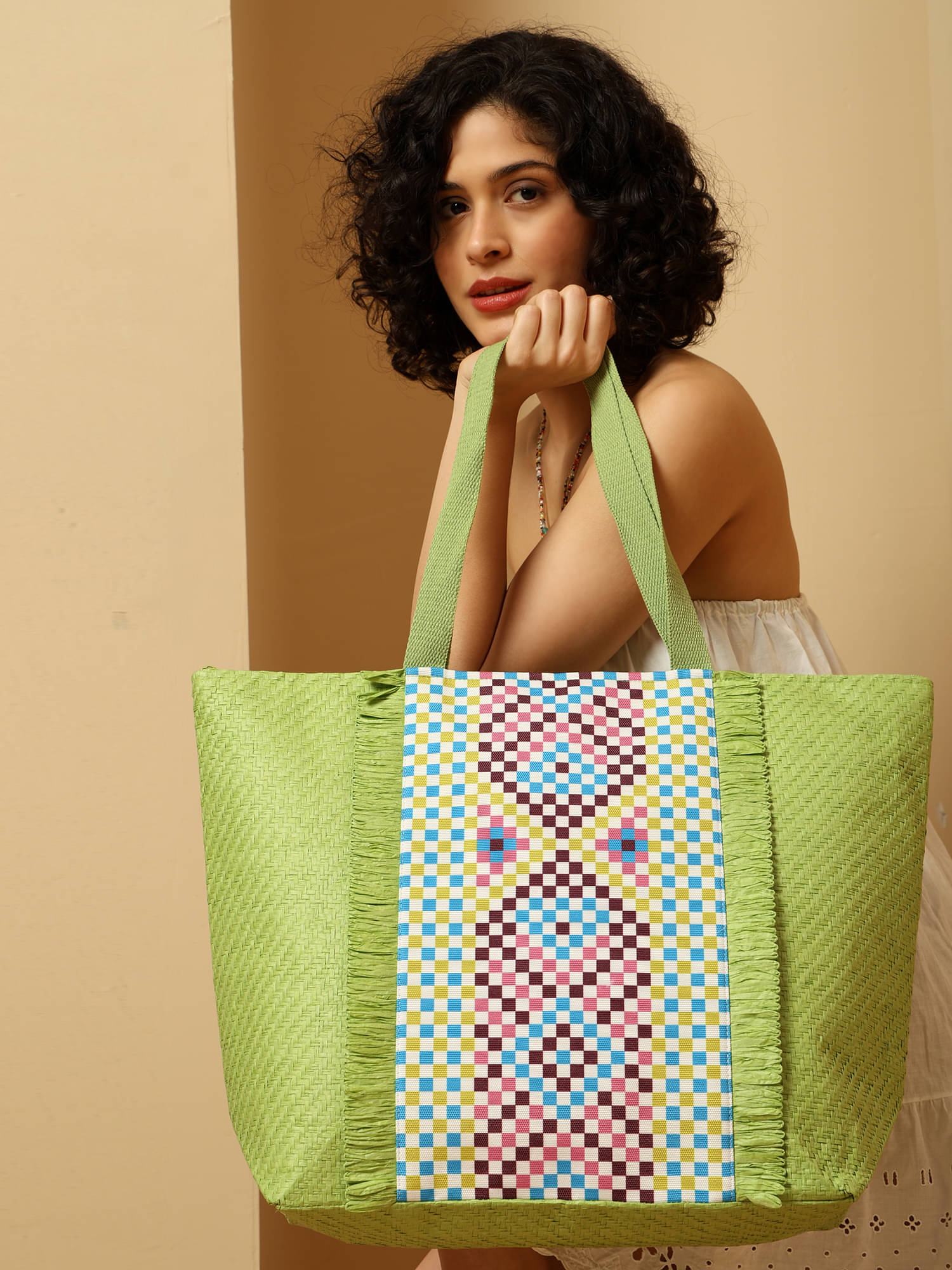     			ENSAC Tote Bag Rexin Set of 1 ( Green )