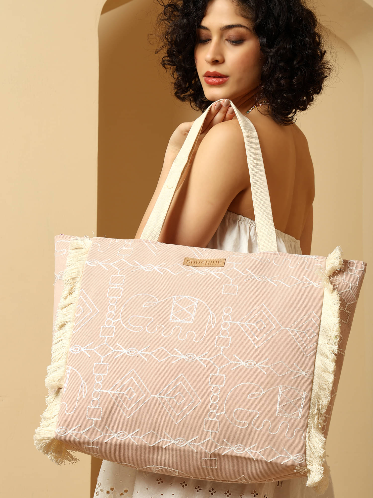     			ENSAC Tote Bag Rexin Set of 1 ( Pink )