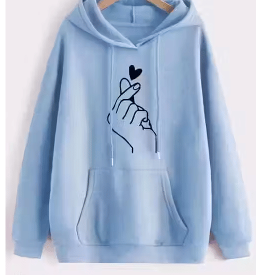 Generic Women Fleece Hooded Sweatshirt For Light Winters ( Blue ) Generic Women Fleece Hooded Sweatshirt For Light Winters ( Blue )