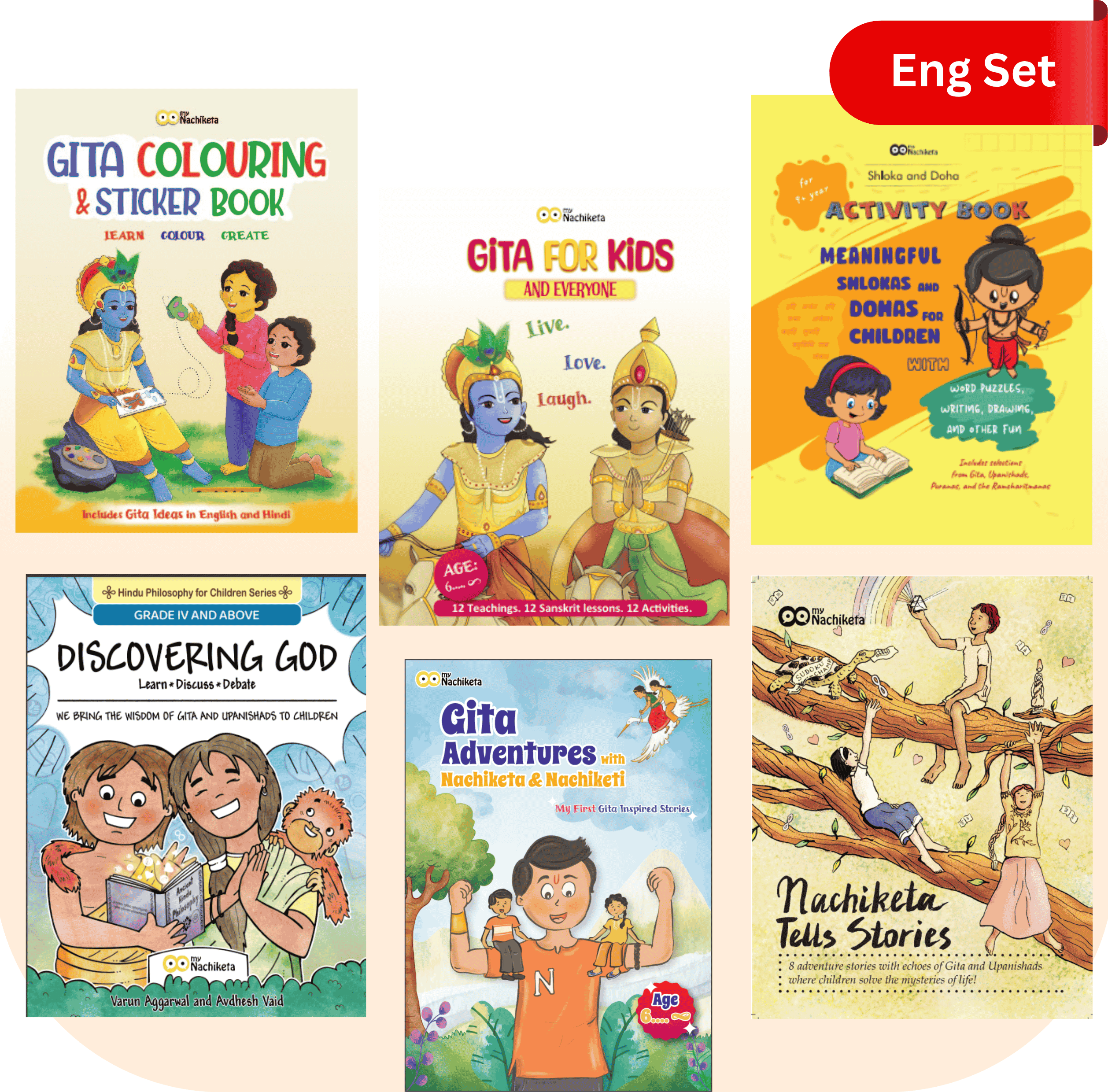     			Gita Book Set for Children | 50 Stories, 70 Lessons from Gita | Pack of 6 Books | Gita Story, Activity, Song & Colouring Book | All in One Pack [Paperback] Varun Aggarwal