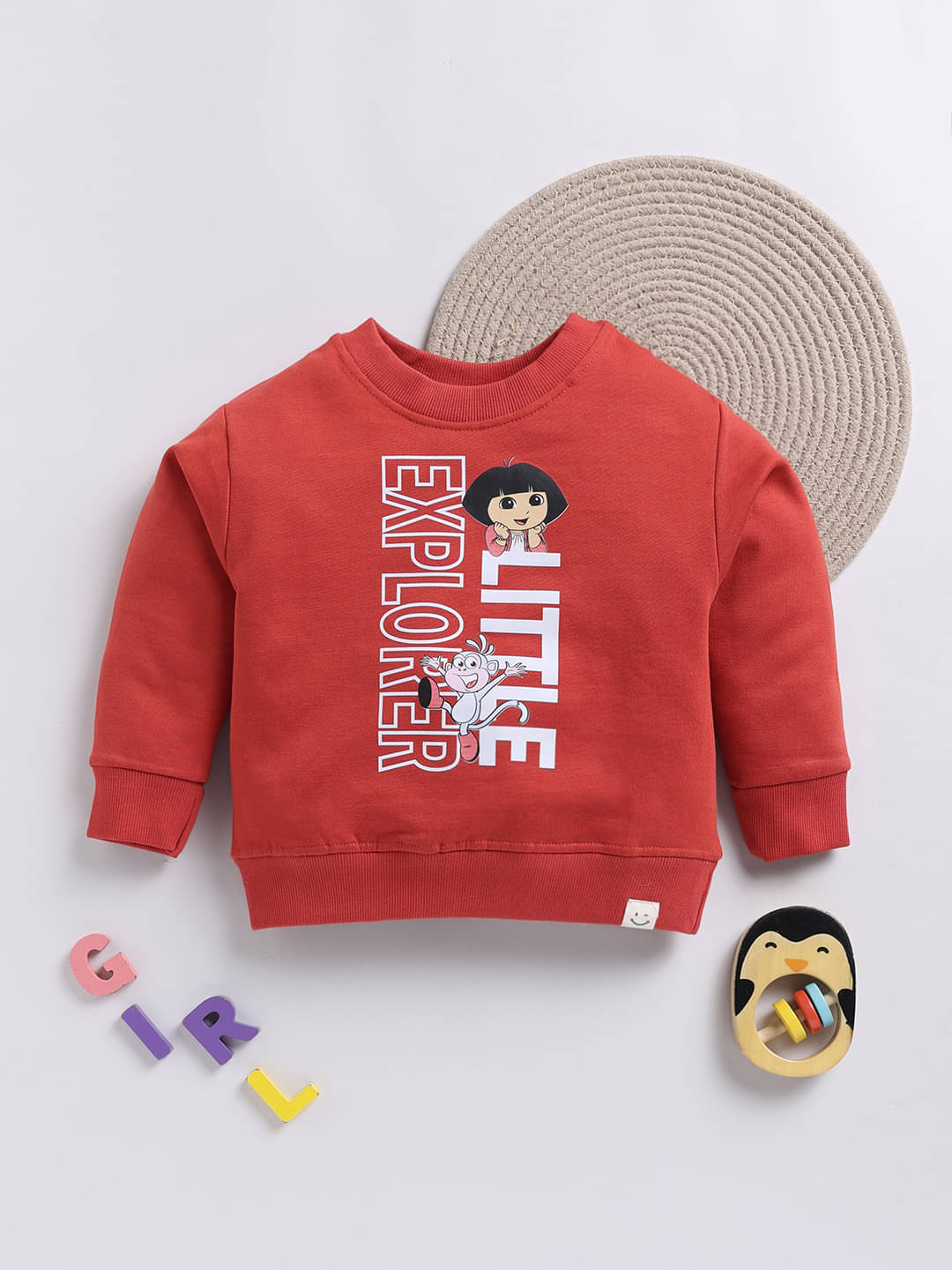     			HAPPY FACES Pack of 1 Girls Polyester Sweatshirt ( Red )