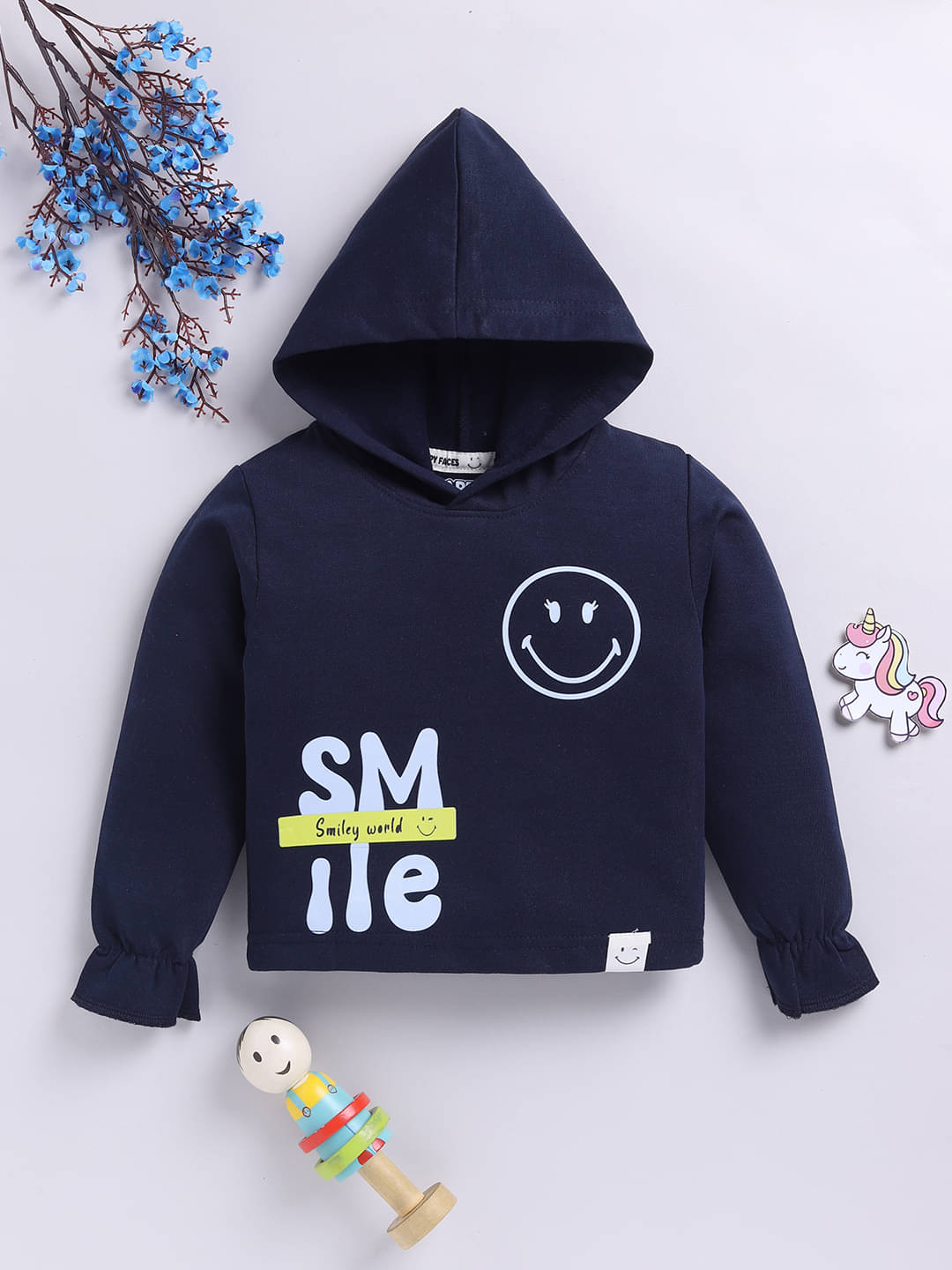     			HAPPY FACES Pack of 1 Girls Polyester Sweatshirt ( Navy )