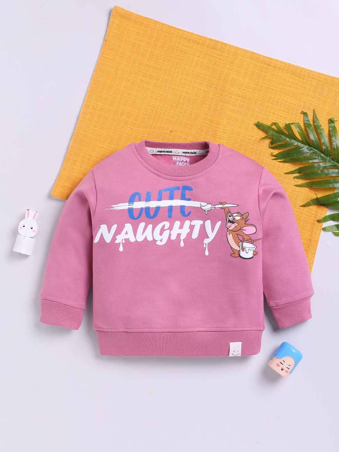     			HAPPY FACES Pack of 1 Boys Polyester Sweatshirt ( Mauve )