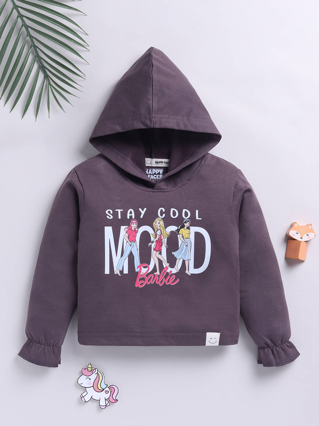     			HAPPY FACES Pack of 1 Girls Polyester Sweatshirt ( Grey )