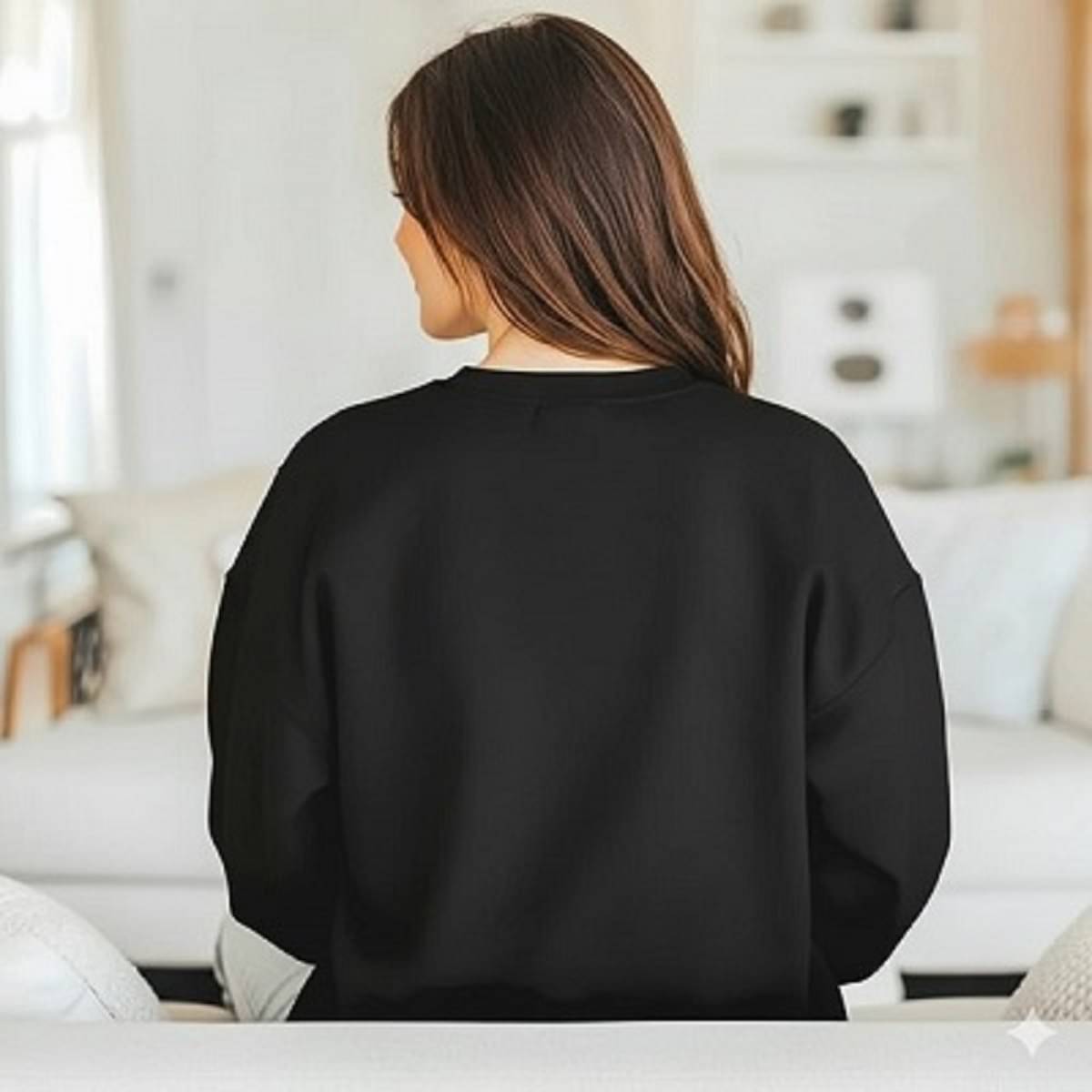     			HARPITA Women Fleece Round Neck Sweatshirt For Light Winters ( Black )
