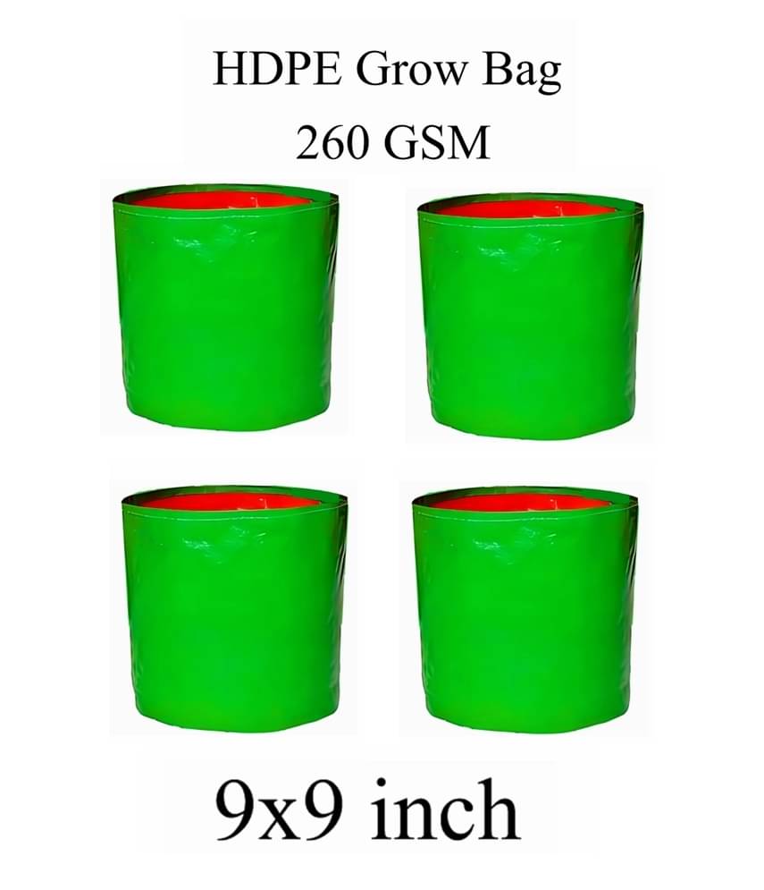HDPE 260 GSM Grow Bag Size 9 inch x 9 inch pack of 4 (Heavy Duty Grow Bag) HDPE 260 GSM Grow Bag Size 9 inch x 9 inch pack of 4 (Heavy Duty Grow Bag)