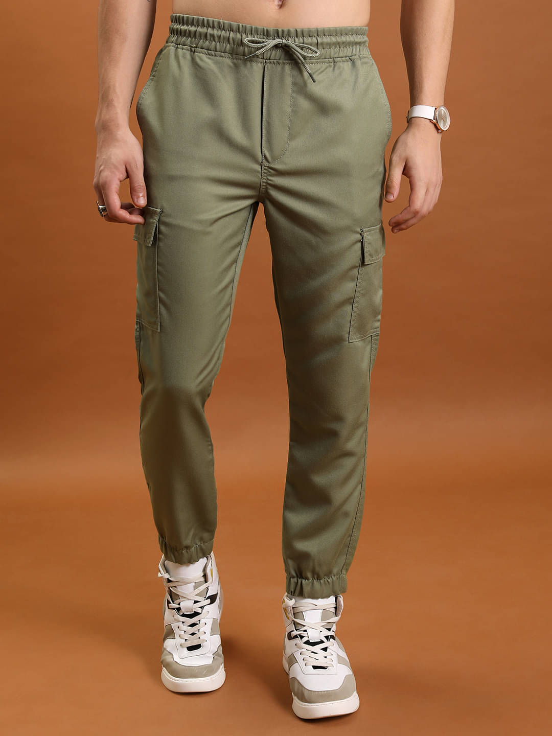     			Highlander Regular Men's Joggers - Olive ( Pack of 1 )