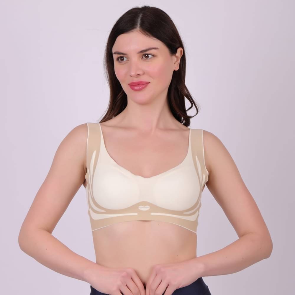     			INNAYARA DIVIRTA Pack of 1 Cotton Blend Lightly Padded Sports Bra For Women ( Cream )