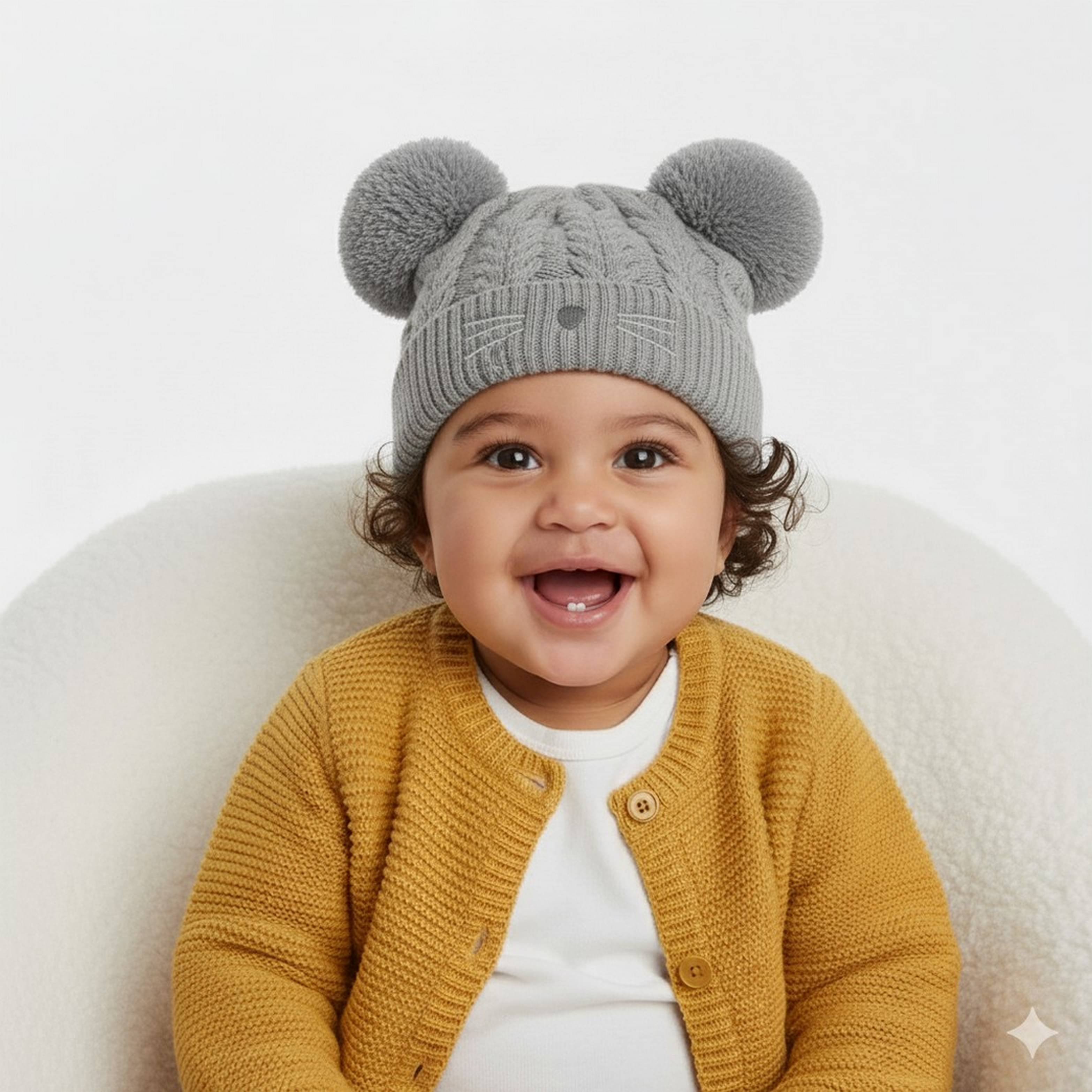     			Infispace Pack of 1 Unisex for Baby Caps ( Grey )
