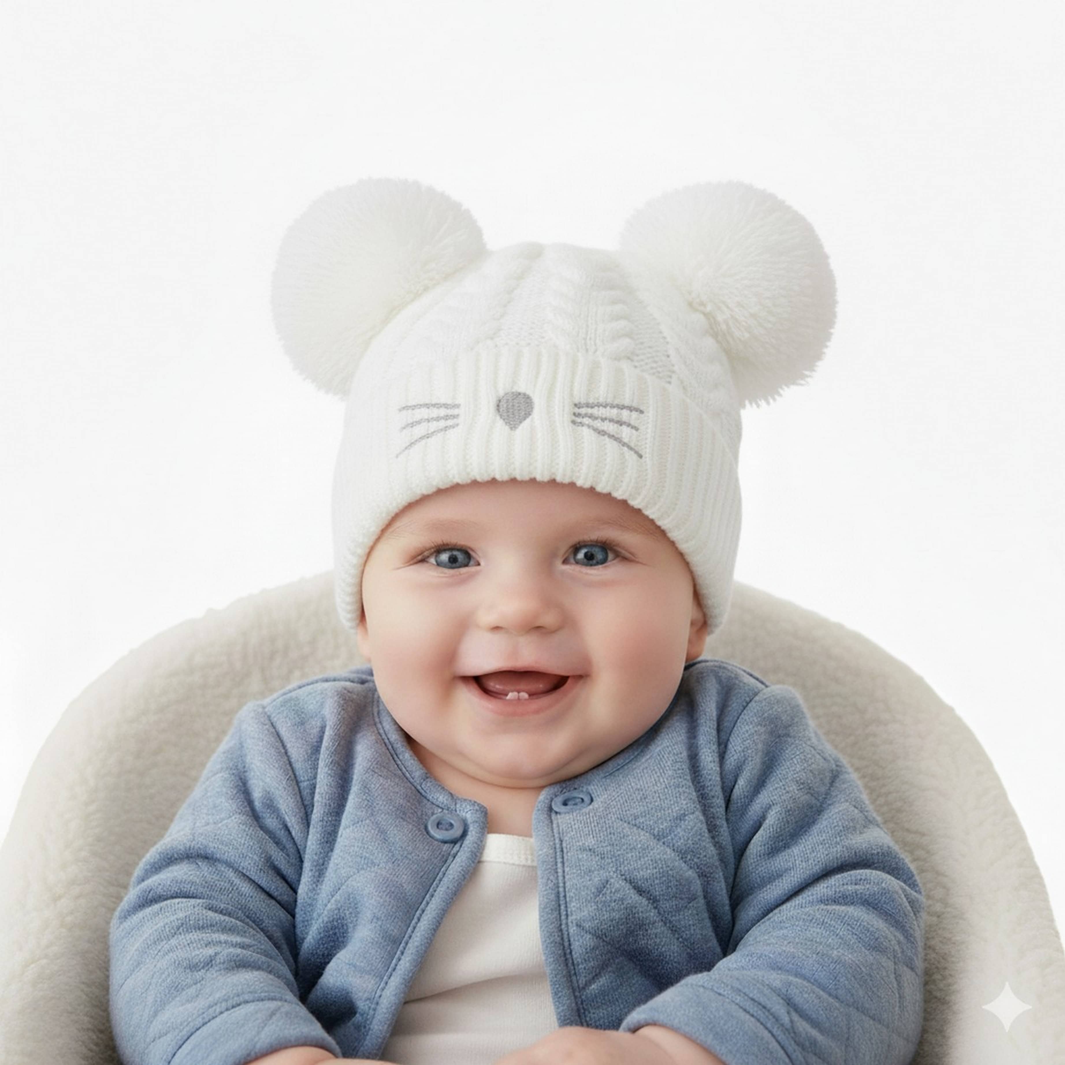 Infispace Pack of 1 Unisex for Baby Caps ( White )