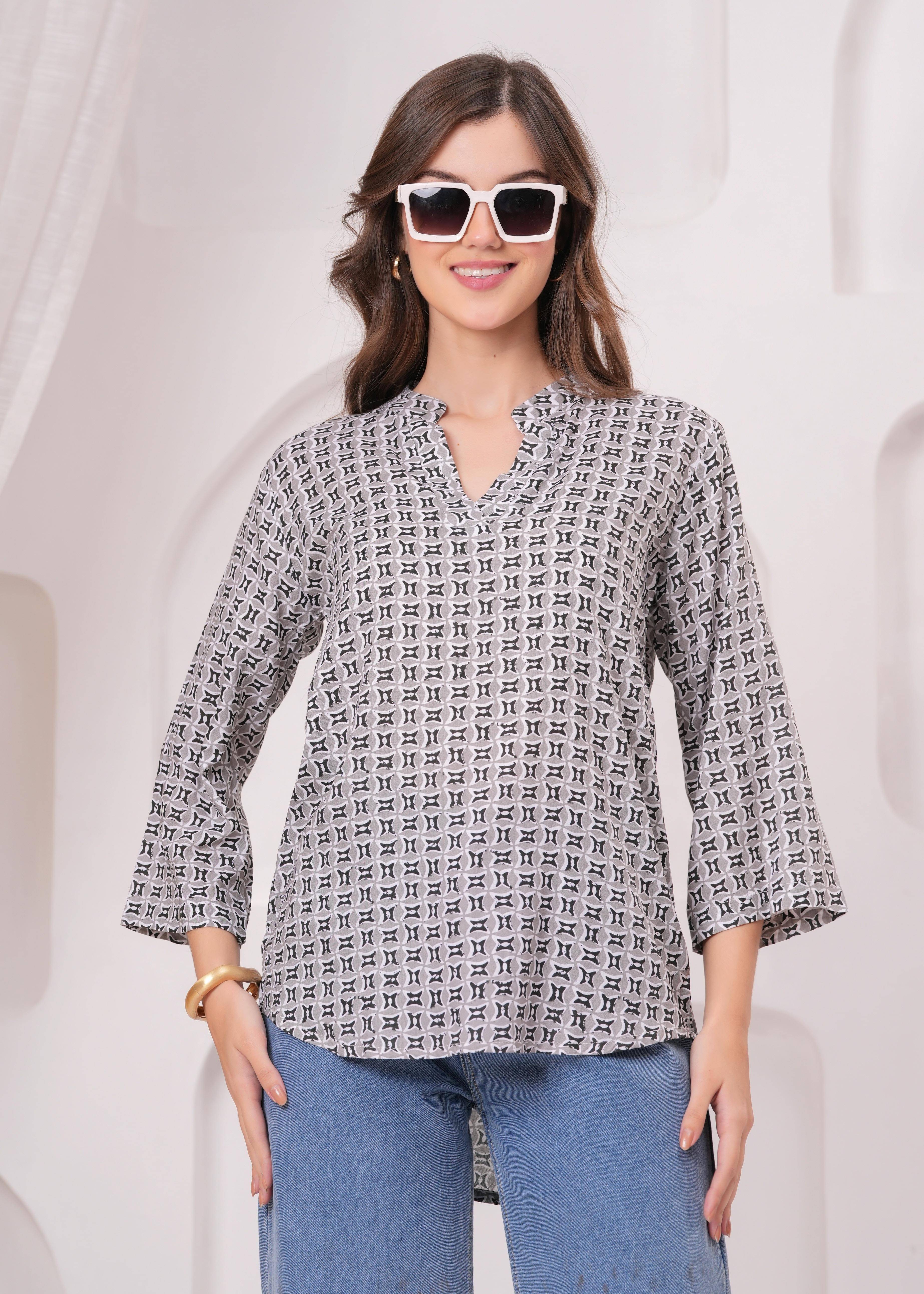     			JAI SHIVAM TRADERS Women's Rayon Regular Top ( Grey )