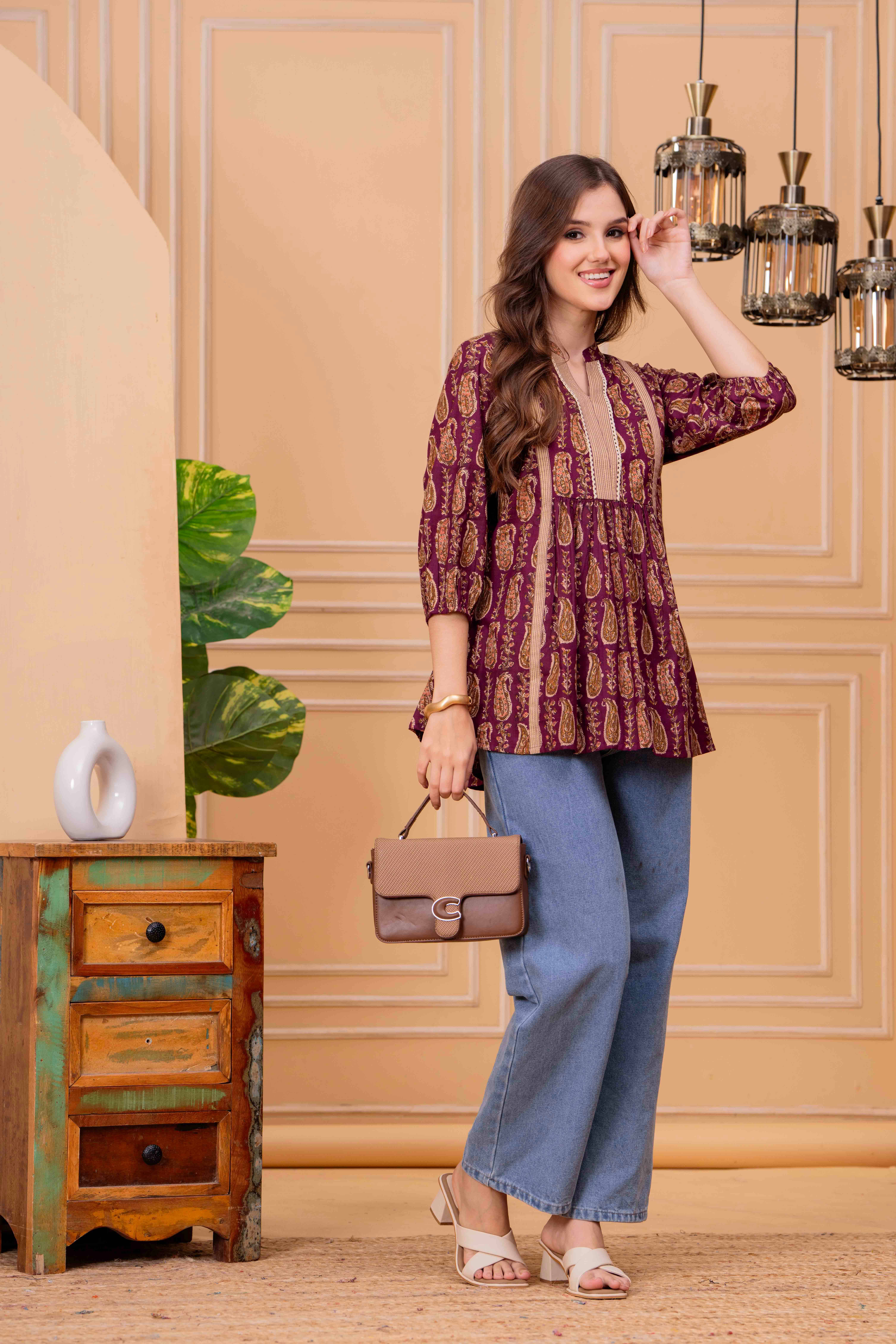     			JAI SHIVAM TRADERS Women's Cotton Peplum Top ( Maroon )