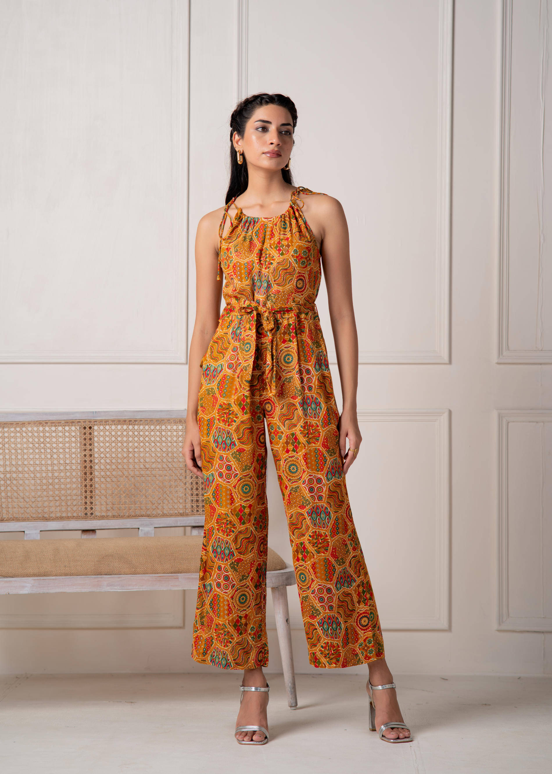 Juniper Women Printed Viscose Jumpsuit ( Mustard ) Juniper Women Printed Viscose Jumpsuit ( Mustard )