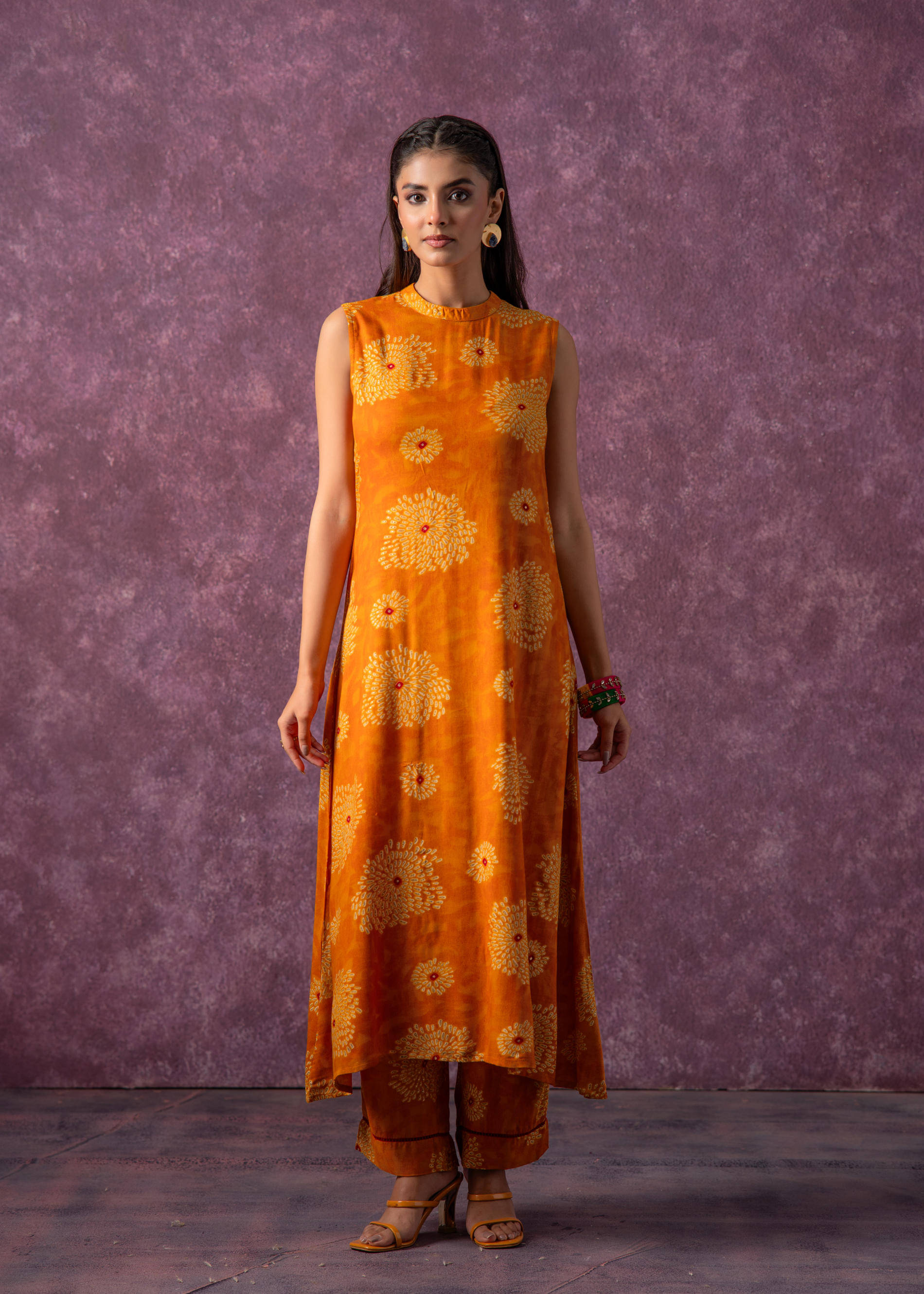 Juniper Women Viscose Printed A-line Kurti With Pants ( Mustard ) Juniper Women Viscose Printed A-line Kurti With Pants ( Mustard )