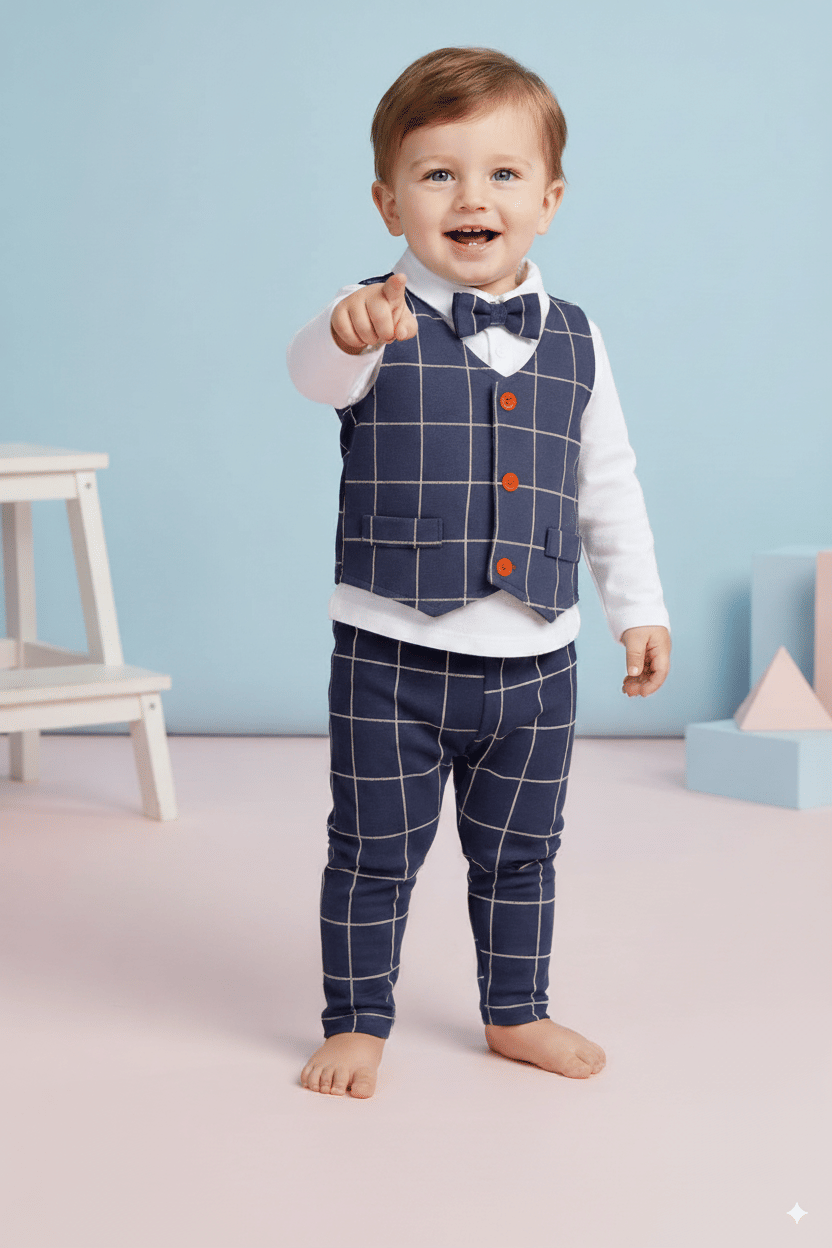     			KDF Baby Boys Cotton Waistcoat ( Pack of 1 , Blue )