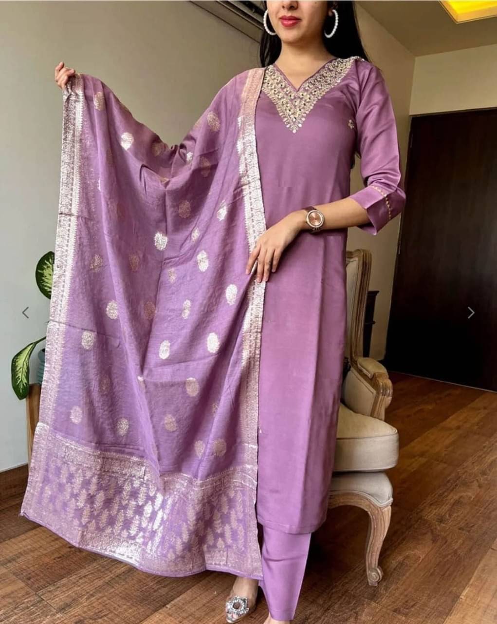     			LIZORD FAB Women Rayon Printed A-line Kurti With Pants ( Purple )