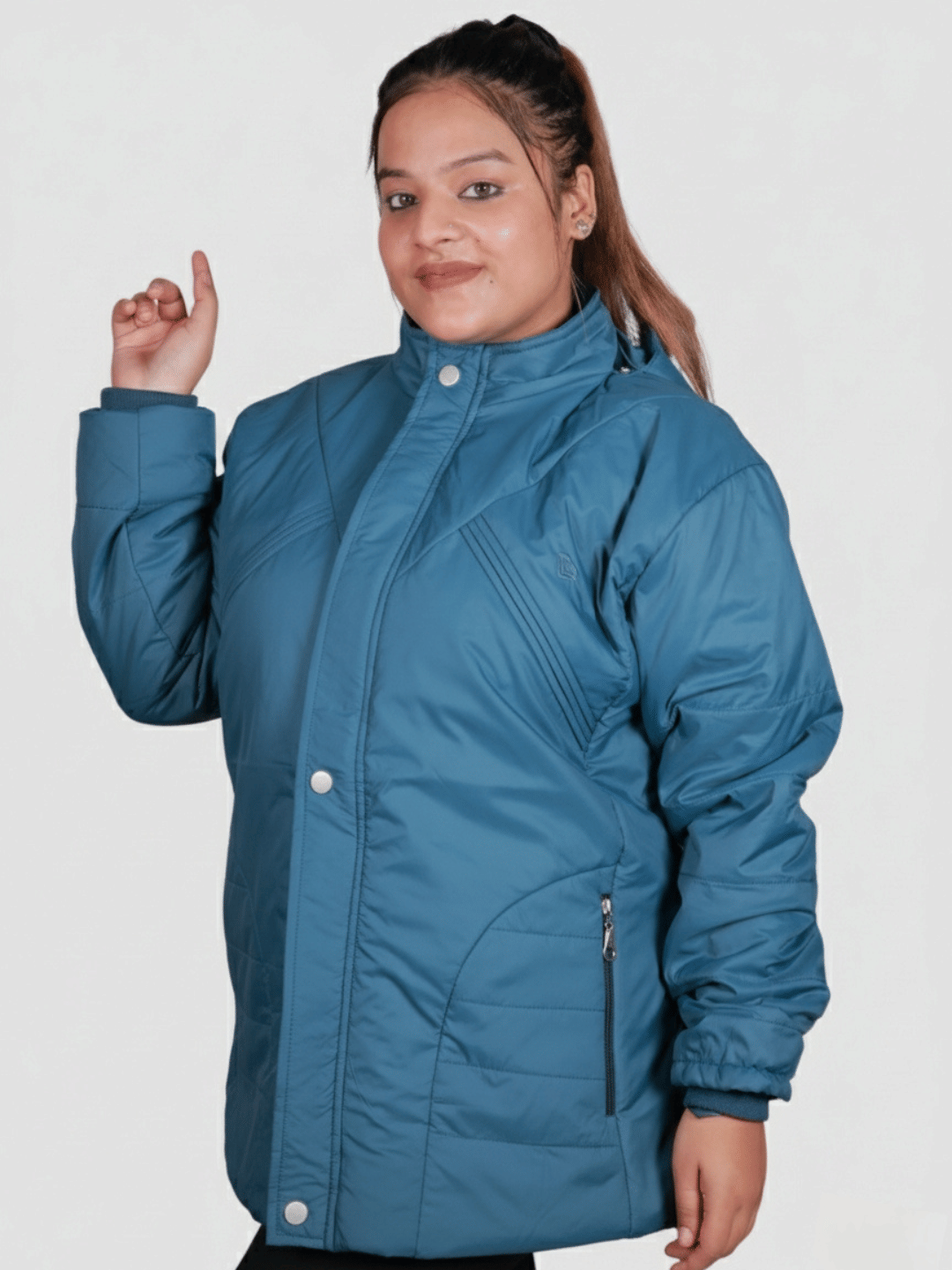     			LOVE LONDON Women Hooded Bomber Jackets ( Blue )