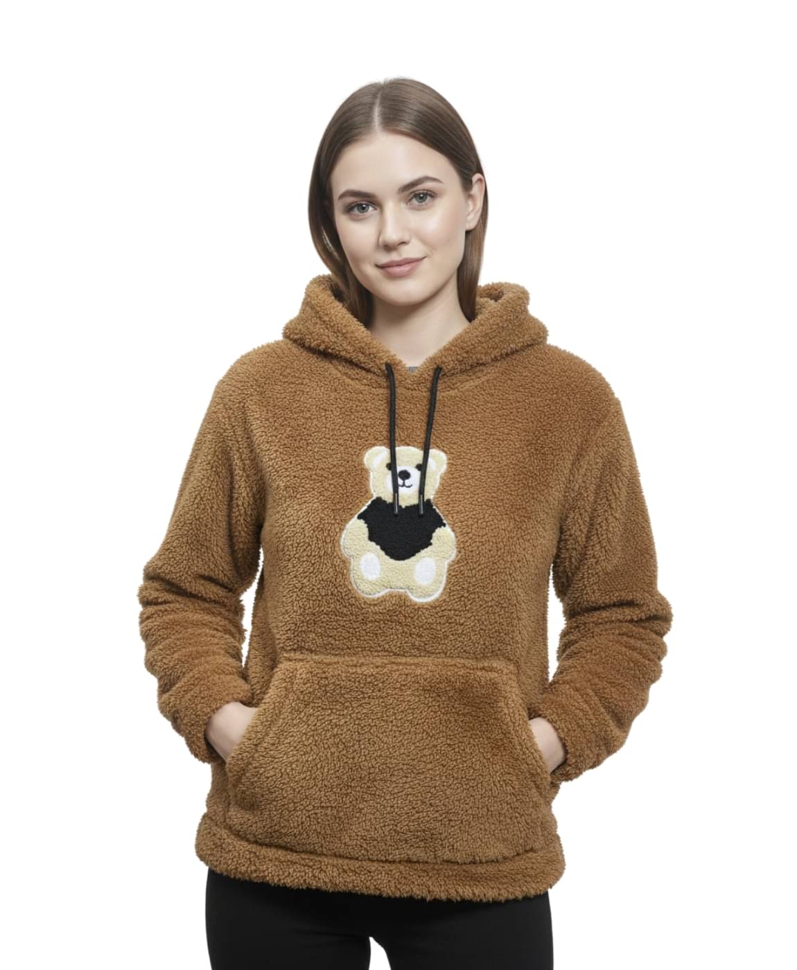     			Looks United Women Fleece Hooded Sweatshirt For Heavy Winters ( Tan )