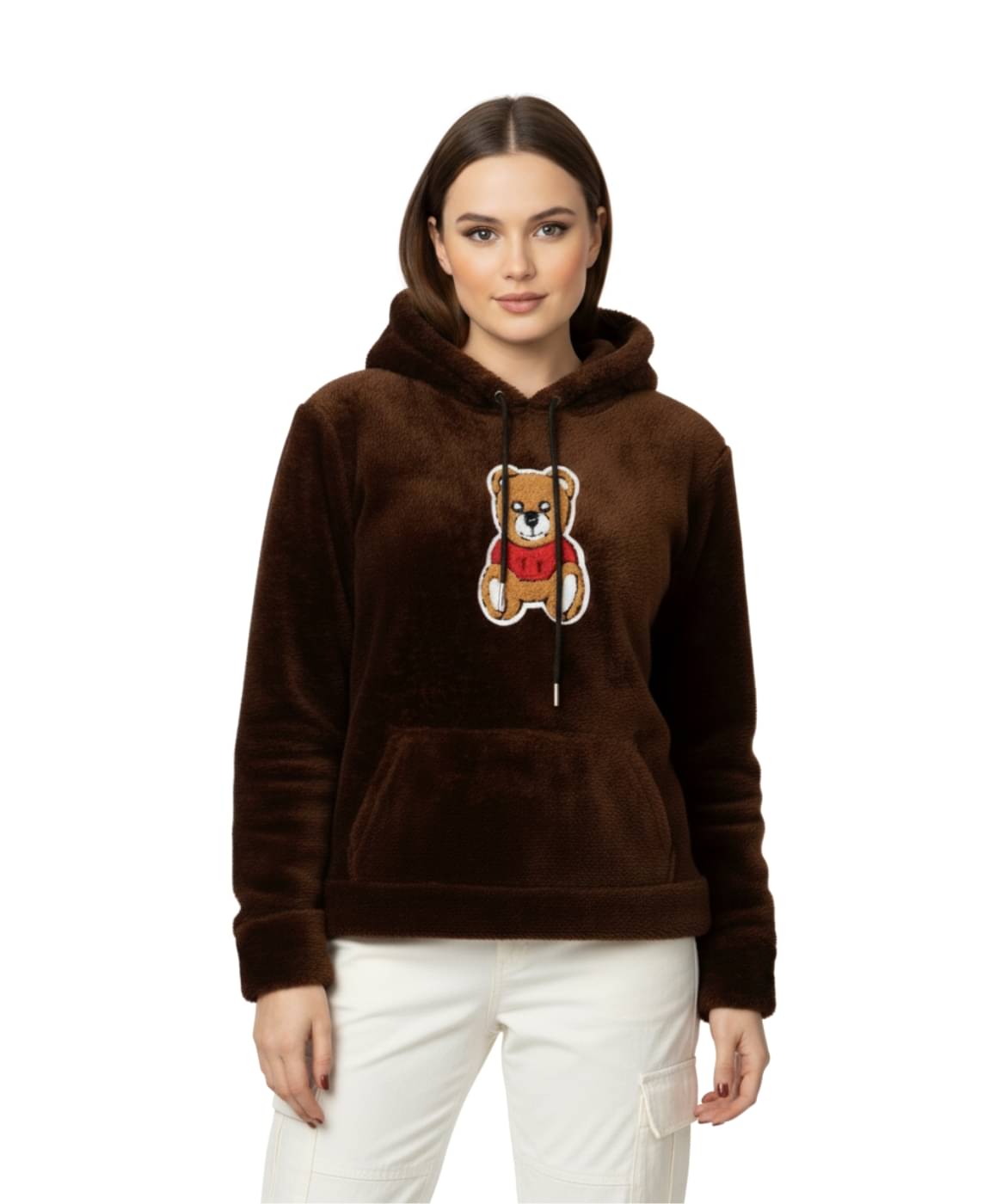     			Looks United Women Fleece Hooded Sweatshirt For Heavy Winters ( Brown )