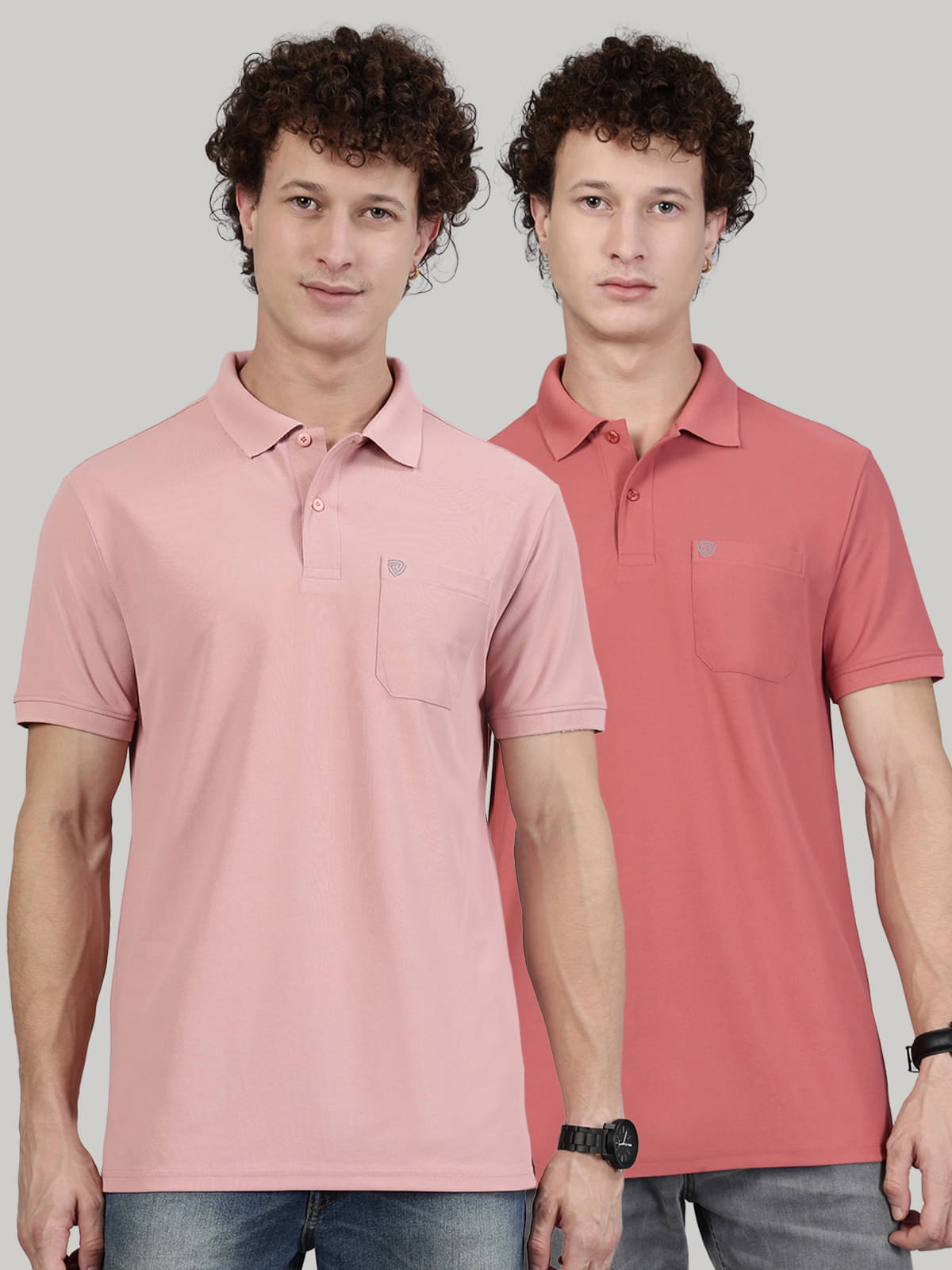     			Lux Cozi Men Cotton Blend Regular Fit Solid Polo T Shirt ( Pink )