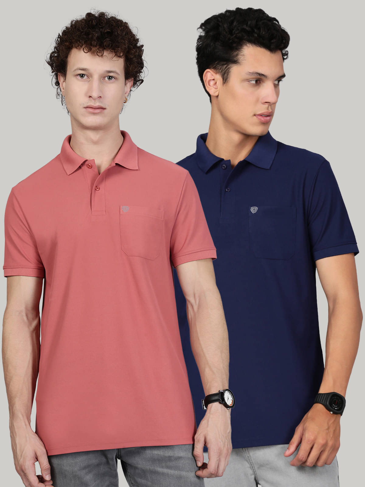     			Lux Cozi Men Cotton Blend Regular Fit Solid Polo T Shirt ( Pink )