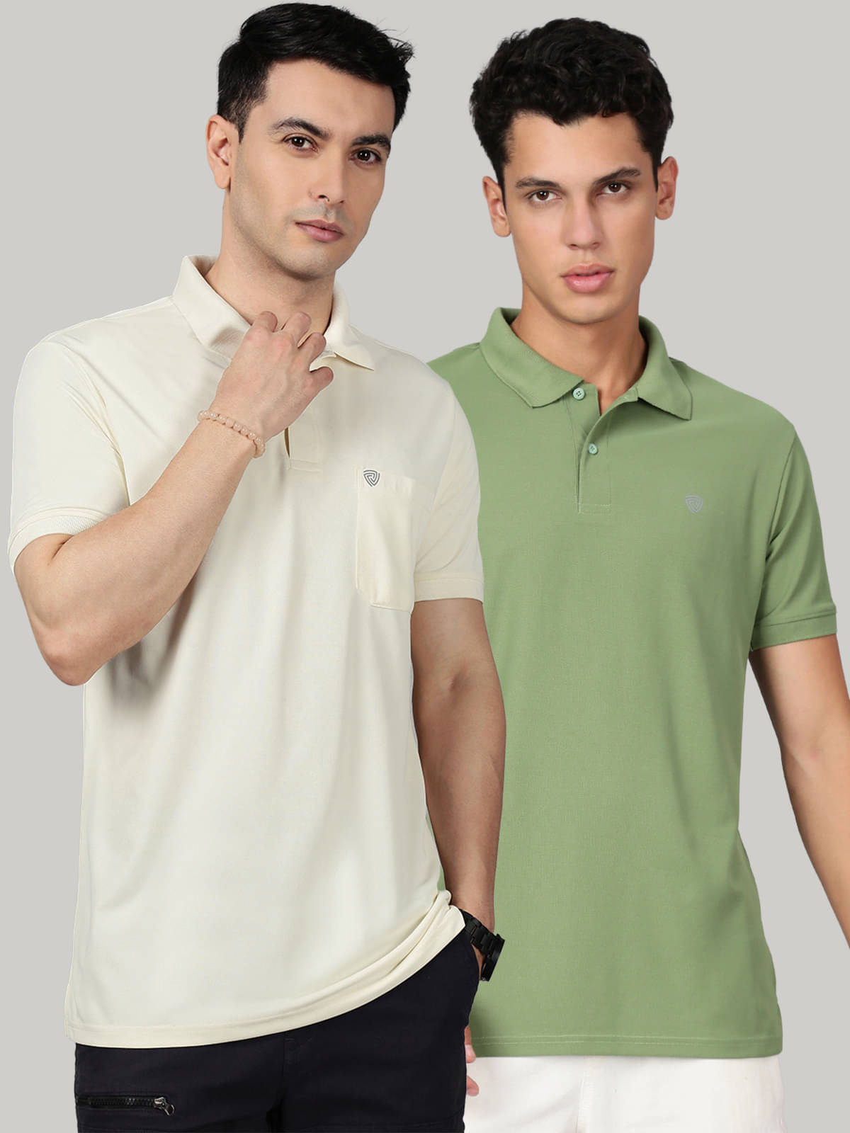     			Lux Cozi Men Cotton Blend Regular Fit Solid Polo T Shirt ( Cream )
