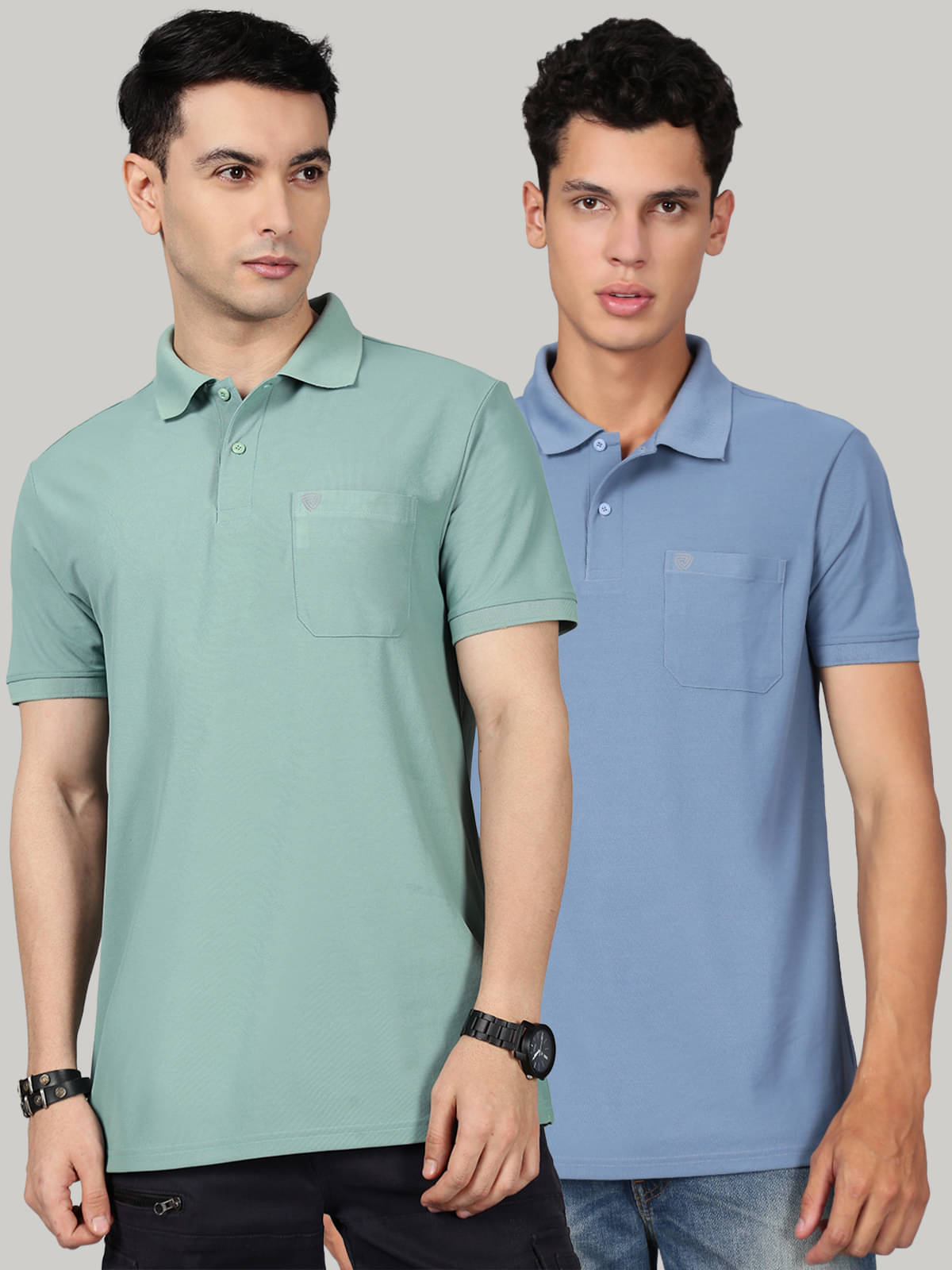     			Lux Cozi Men Cotton Blend Regular Fit Solid Polo T Shirt ( Military Green )