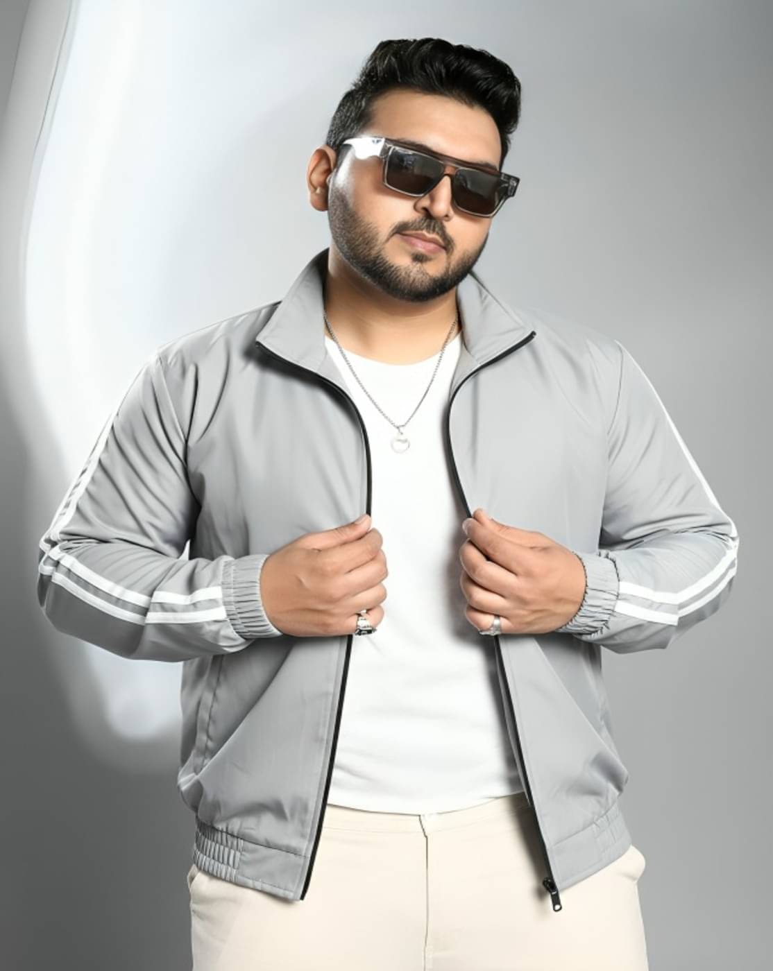 MAYKR Polyester Men's Windcheater Jacket - Grey ( Pack of 1 ) MAYKR Polyester Men's Windcheater Jacket - Grey ( Pack of 1 )