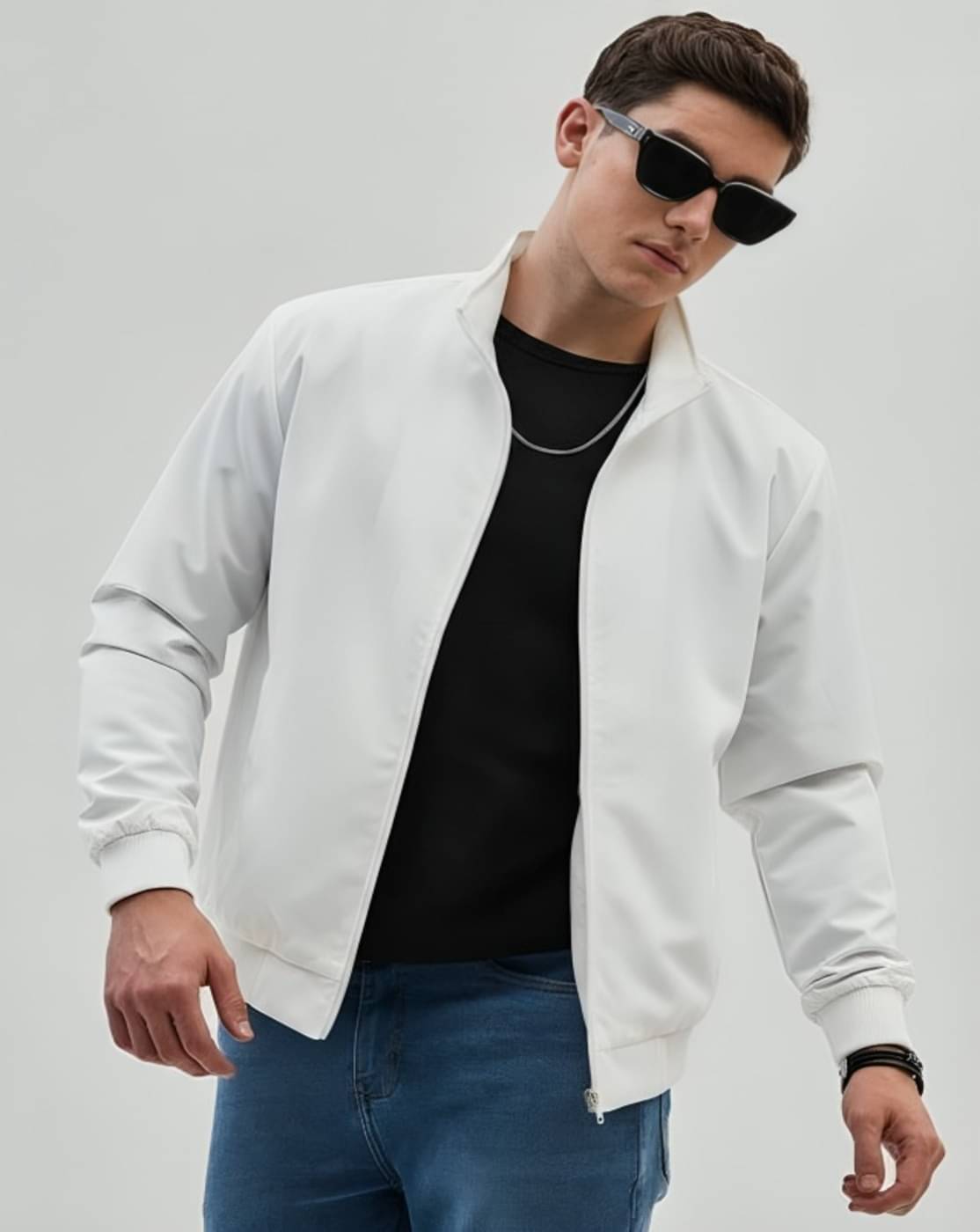 MAYKR Polyester Men's Windcheater Jacket - White ( Pack of 1 )     			MAYKR Polyester Men's Windcheater Jacket - White ( Pack of 1 )