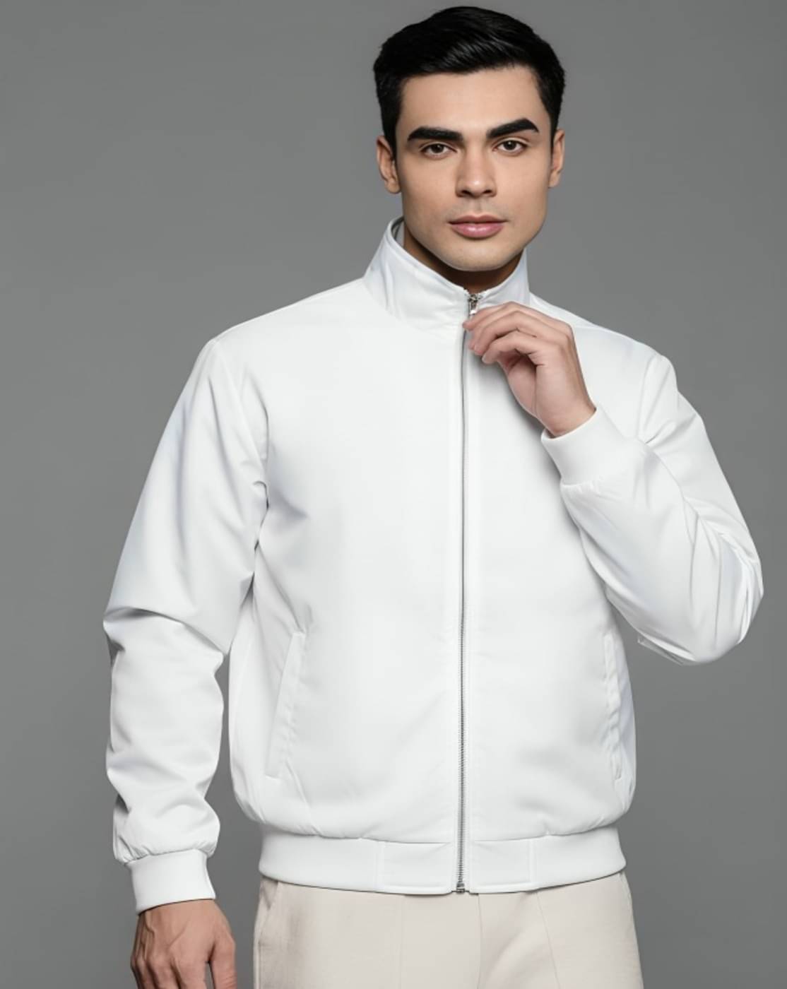     			MAYKR Polyester Men's Windcheater Jacket - White ( Pack of 1 )