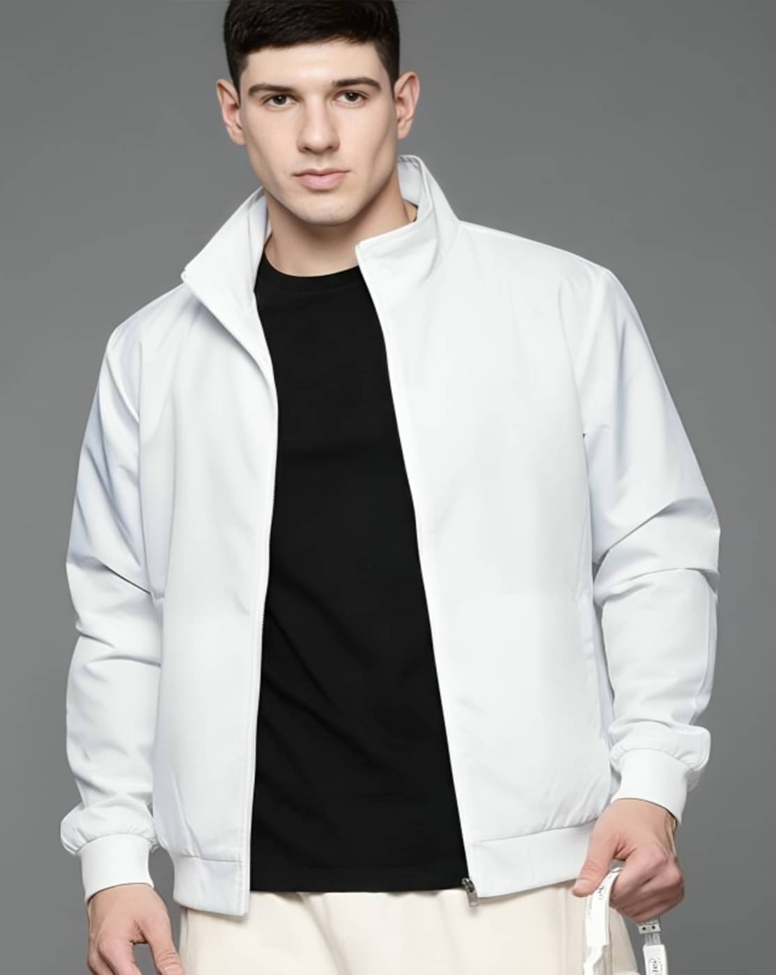     			MAYKR Polyester Men's Windcheater Jacket - White ( Pack of 1 )