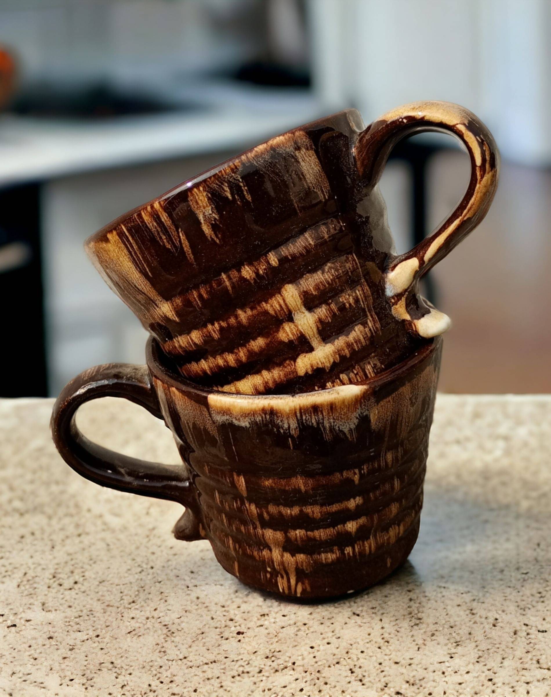     			Malaikah Brown Tea Cup Printed Ceramic Tea Cup 300 ml ( Pack of 2 )