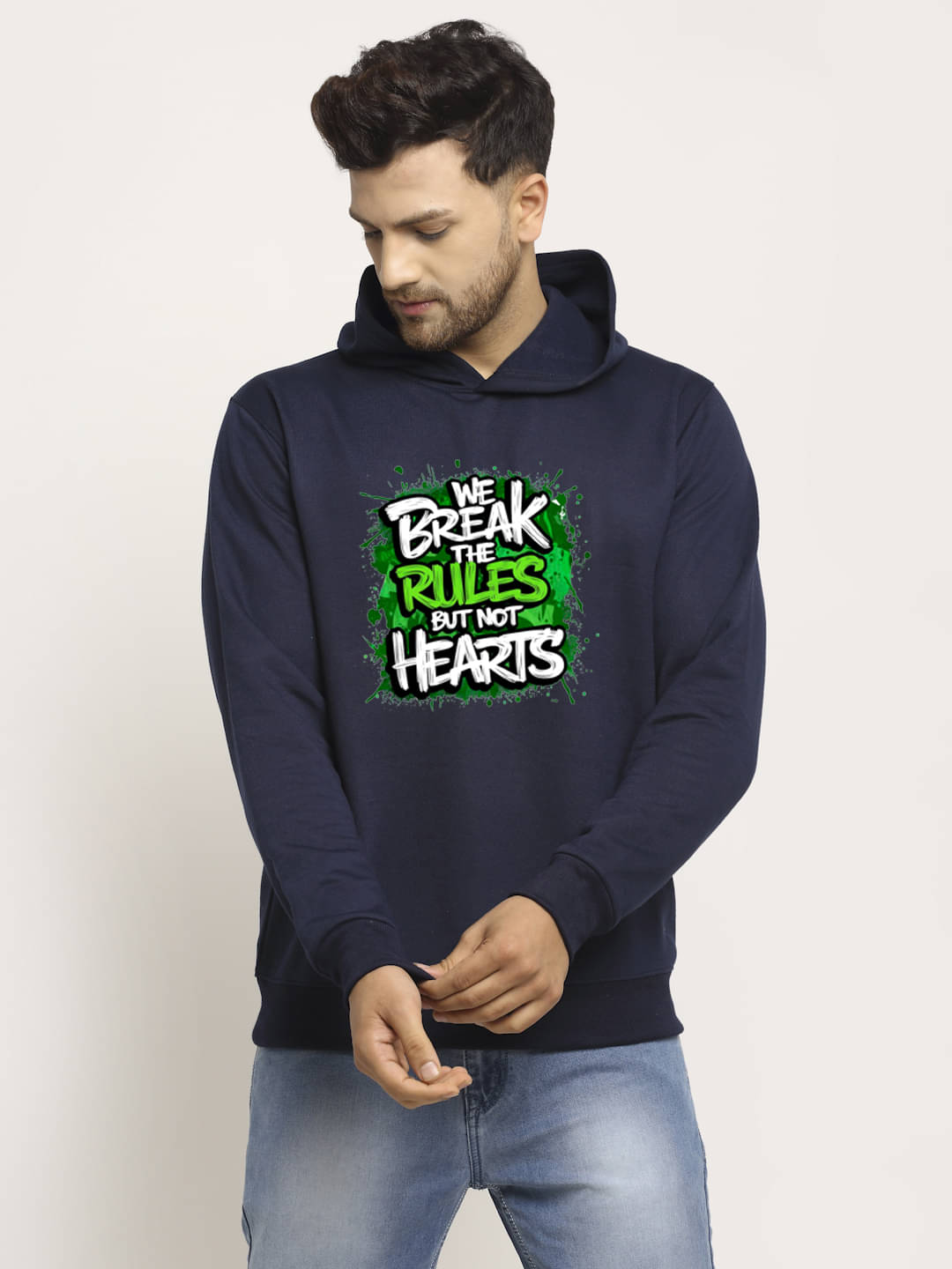 OBAAN Fleece Hooded Men's Sweatshirt - Navy ( Pack of 1 ) OBAAN Fleece Hooded Men's Sweatshirt - Navy ( Pack of 1 )