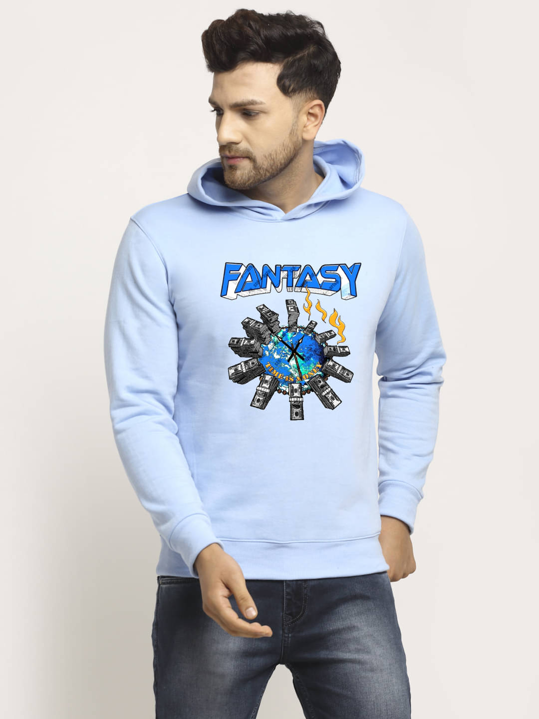 OBAAN Fleece Hooded Men's Sweatshirt - Blue ( Pack of 1 ) OBAAN Fleece Hooded Men's Sweatshirt - Blue ( Pack of 1 )