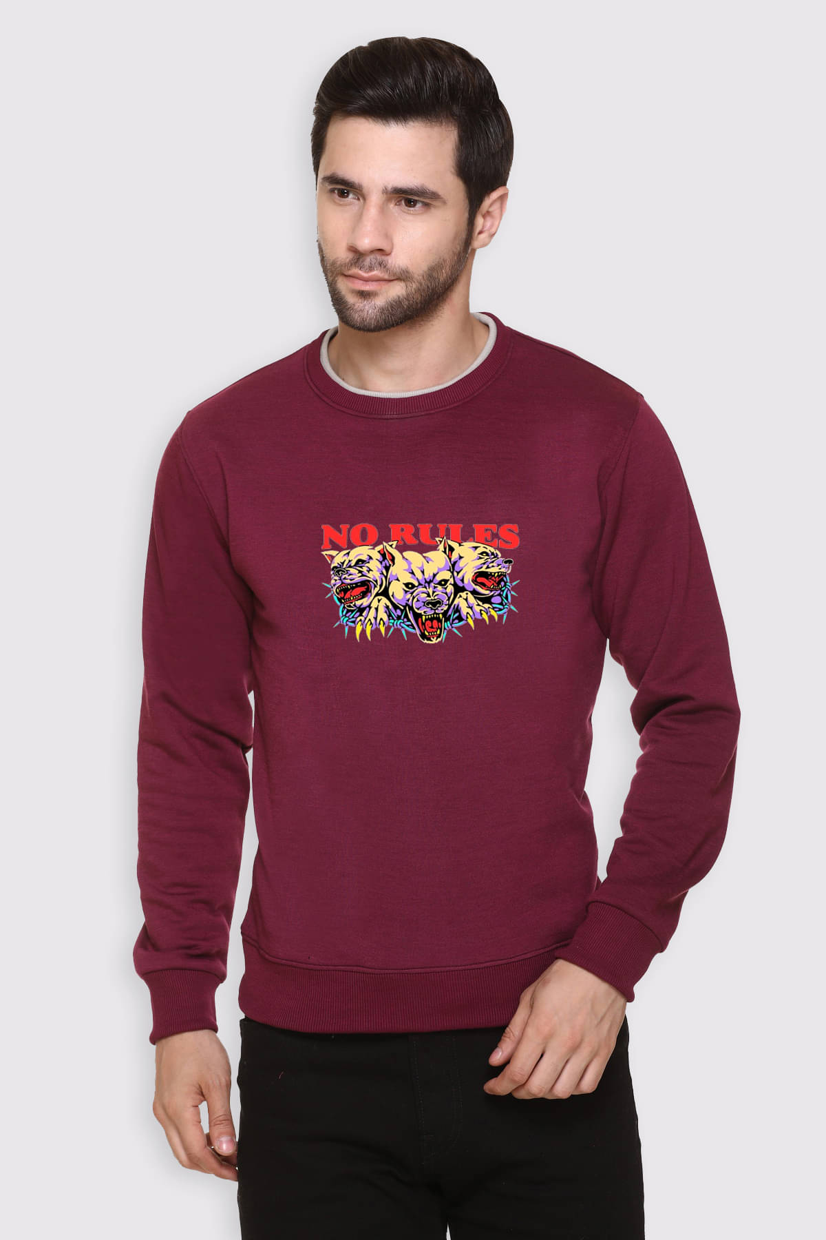     			OBAAN Fleece Round Neck Men's Sweatshirt - Purple ( Pack of 1 )