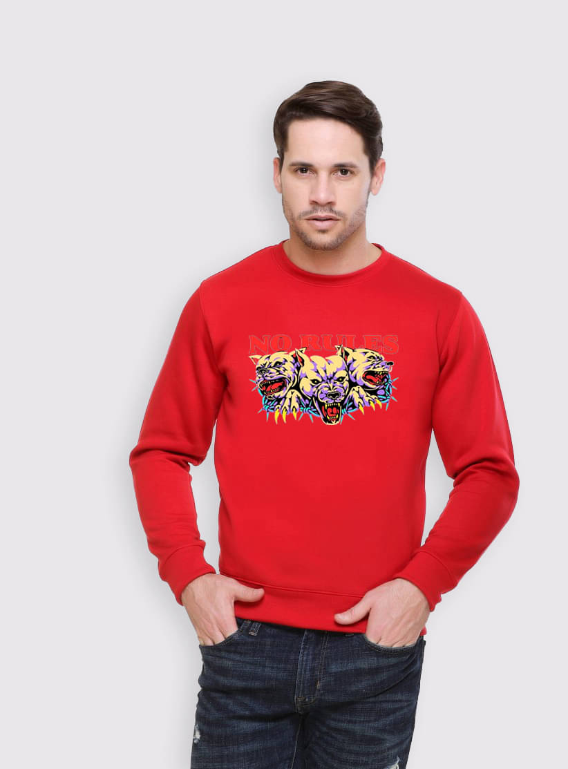 OBAAN Fleece Round Neck Men's Sweatshirt - Red ( Pack of 1 ) OBAAN Fleece Round Neck Men's Sweatshirt - Red ( Pack of 1 )