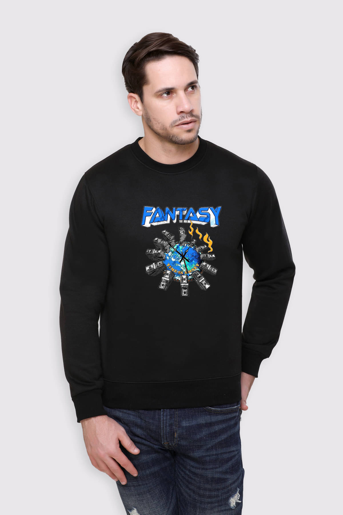 OBAAN Fleece Round Neck Men's Sweatshirt - Black ( Pack of 1 ) OBAAN Fleece Round Neck Men's Sweatshirt - Black ( Pack of 1 )