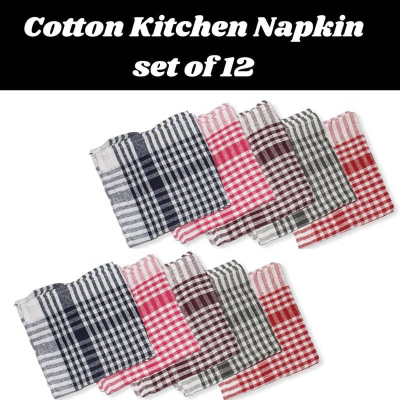     			SHREENATH SOLUTION Set of 12 Cotton Napkin