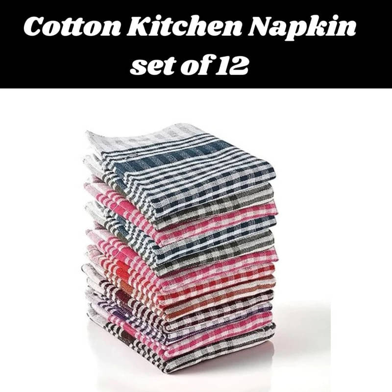     			SHREENATH SOLUTION Set of 12 Cotton Napkin