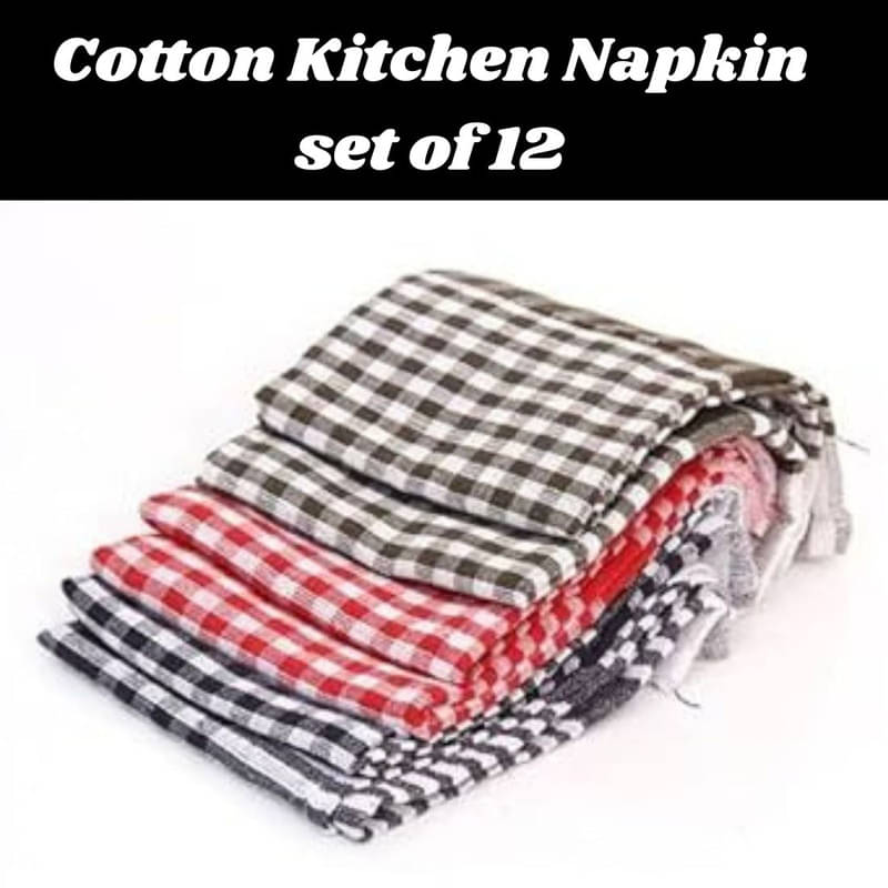     			SHREENATH SOLUTION Set of 12 Cotton Napkin