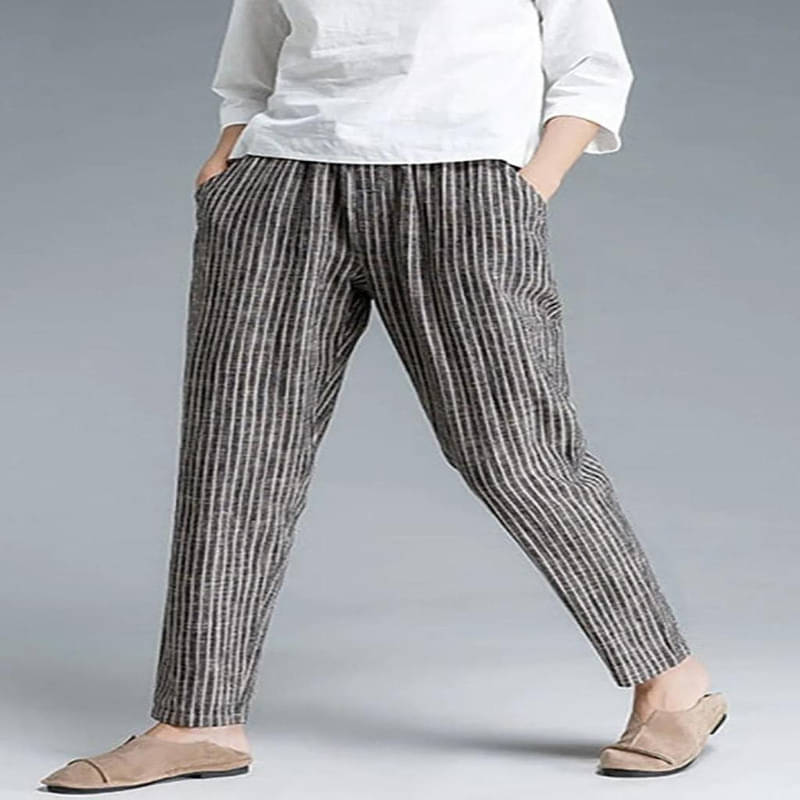     			SIDDHO HUM Women Cotton Wide Leg Trousers ( Grey )