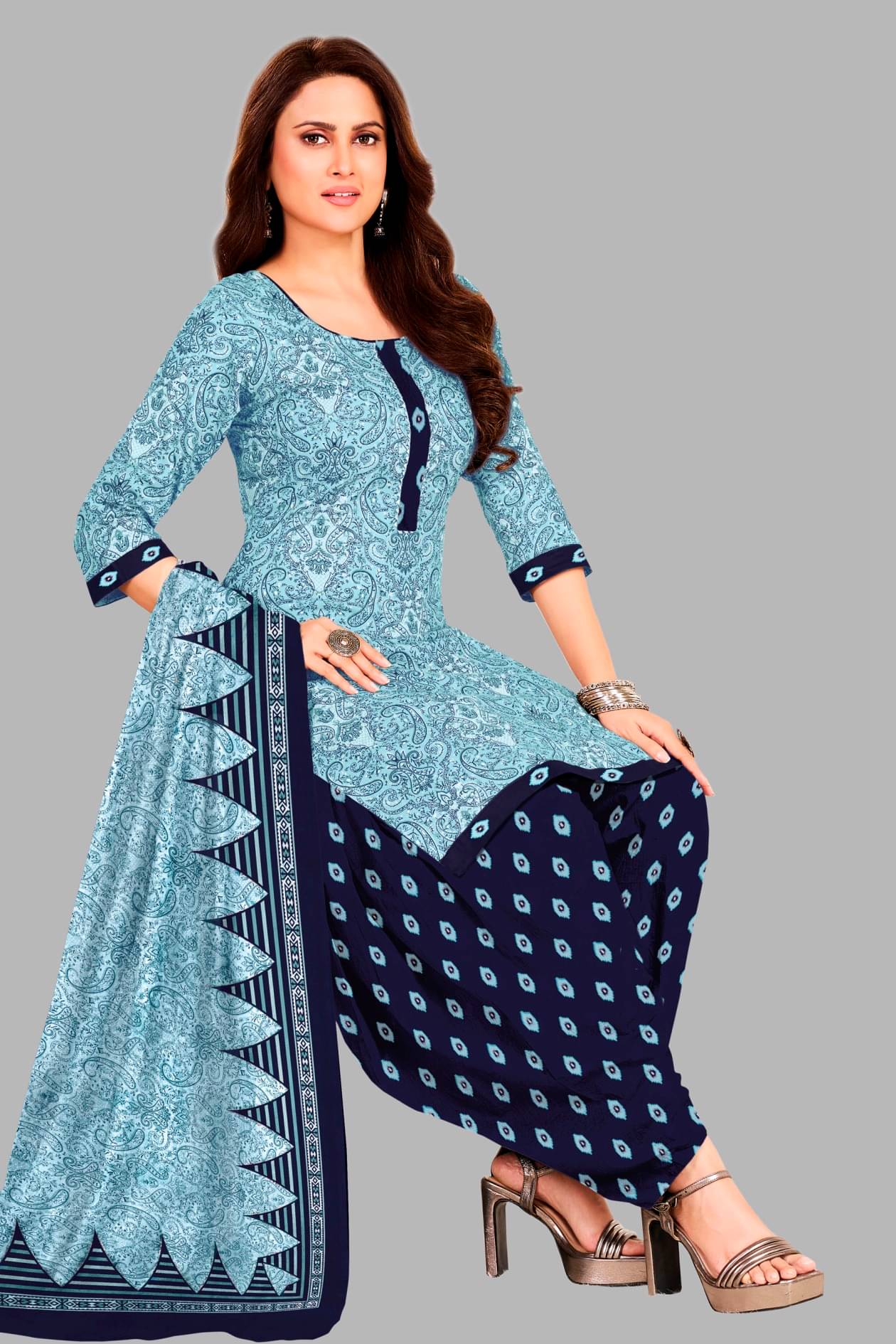 SIMMU Women Cotton Printed Straight Kurti With Patiala Salwar ( Blue ) SIMMU Women Cotton Printed Straight Kurti With Patiala Salwar ( Blue )