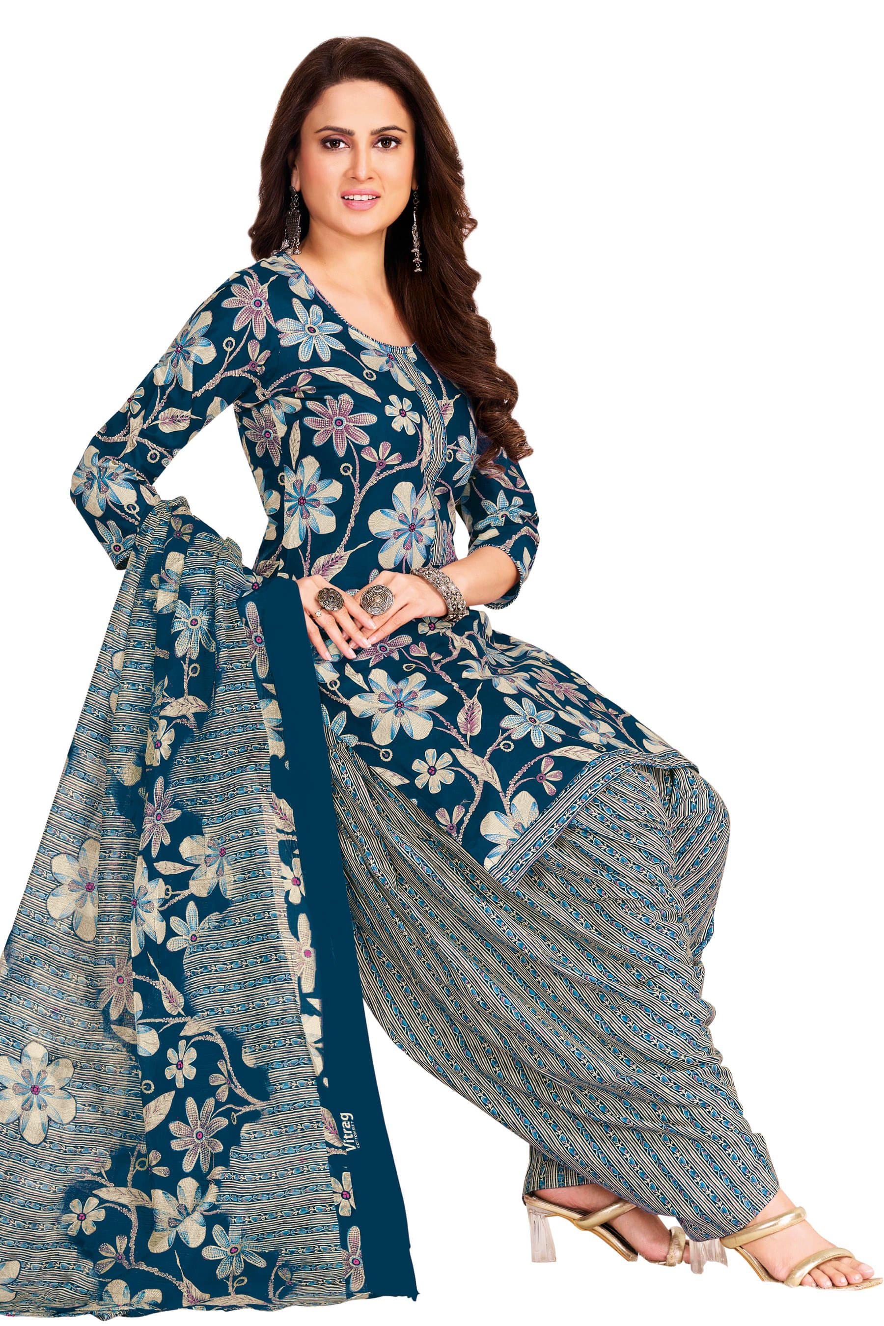 SIMMU Women Cotton Printed Straight Kurti With Patiala Salwar ( Blue ) SIMMU Women Cotton Printed Straight Kurti With Patiala Salwar ( Blue )